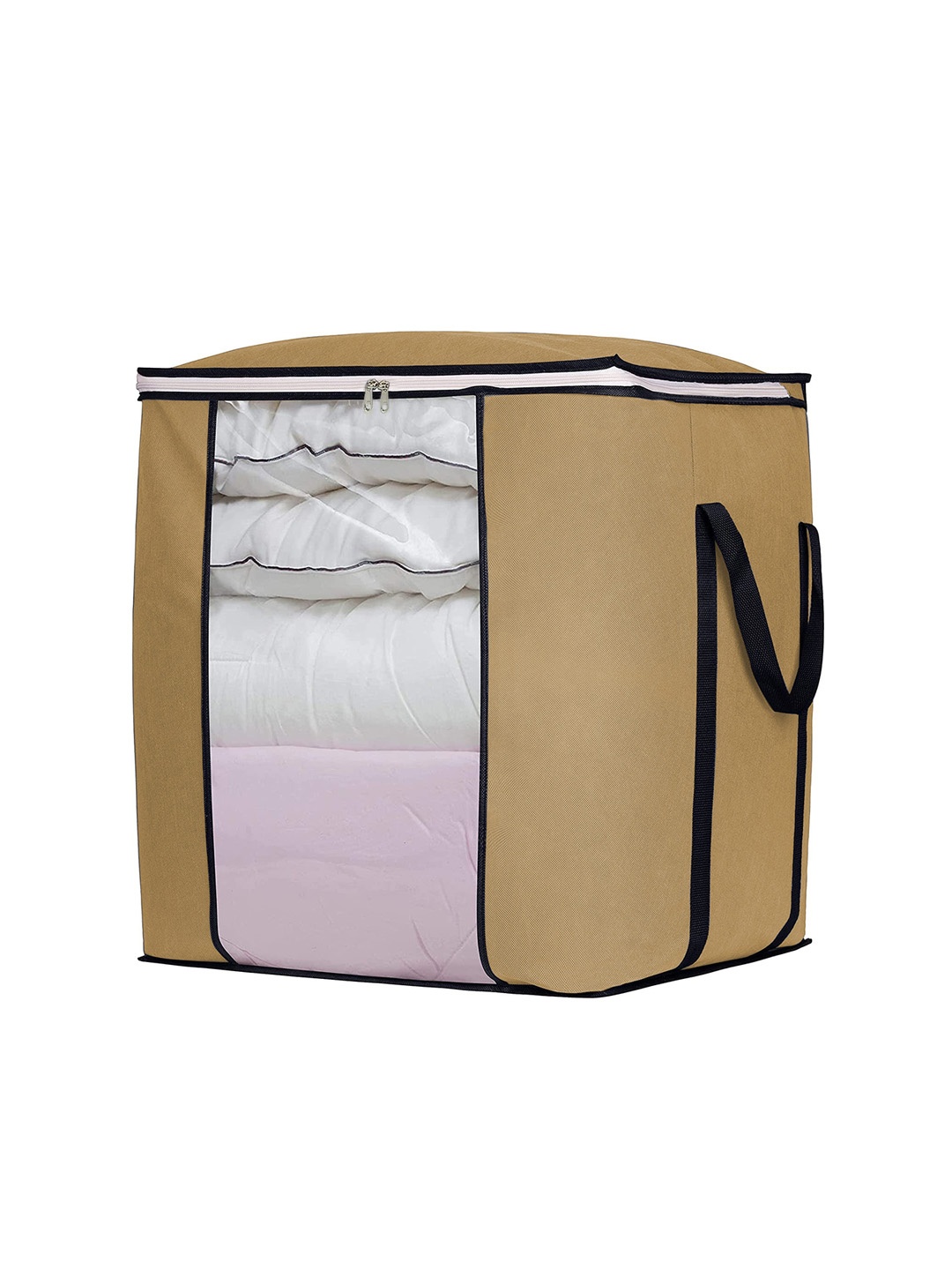 

DOUBLE R BAGS Beige Non Woven Square Foldable Clothes Storage Bag Organiser