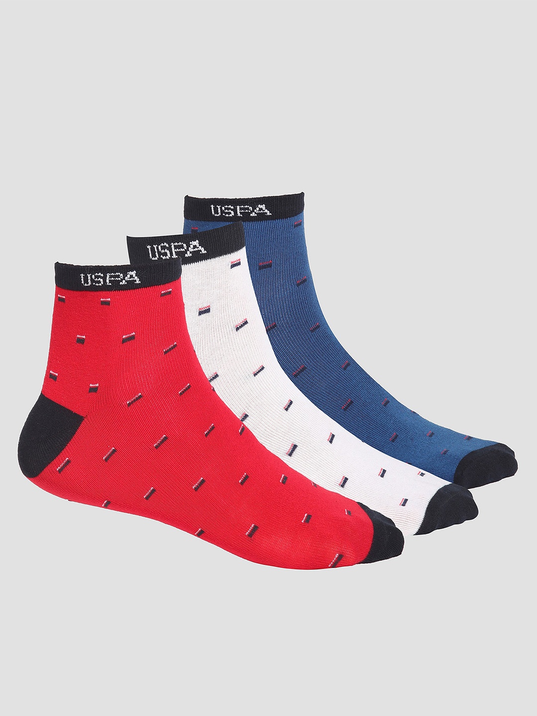 

U.S. Polo Assn. Men Pack Of 3 Aloe Finish Ankle Length ES002 Socks, Red