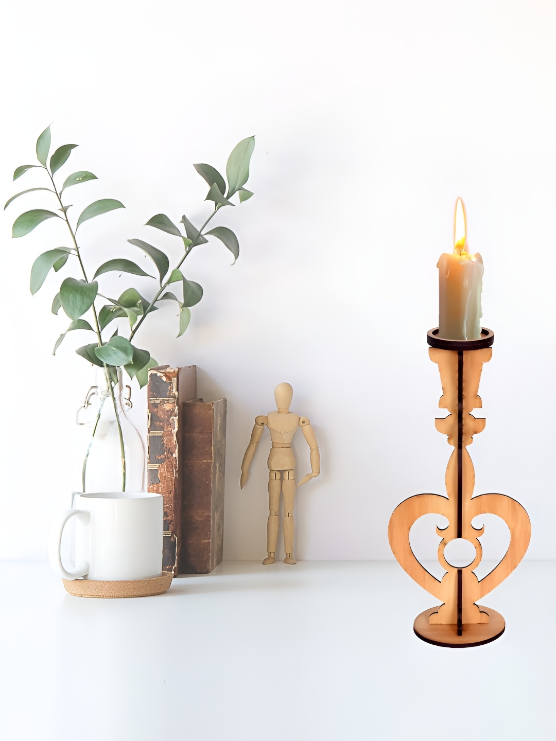 

TEAKWOOD Brown Wooden Candle Stand