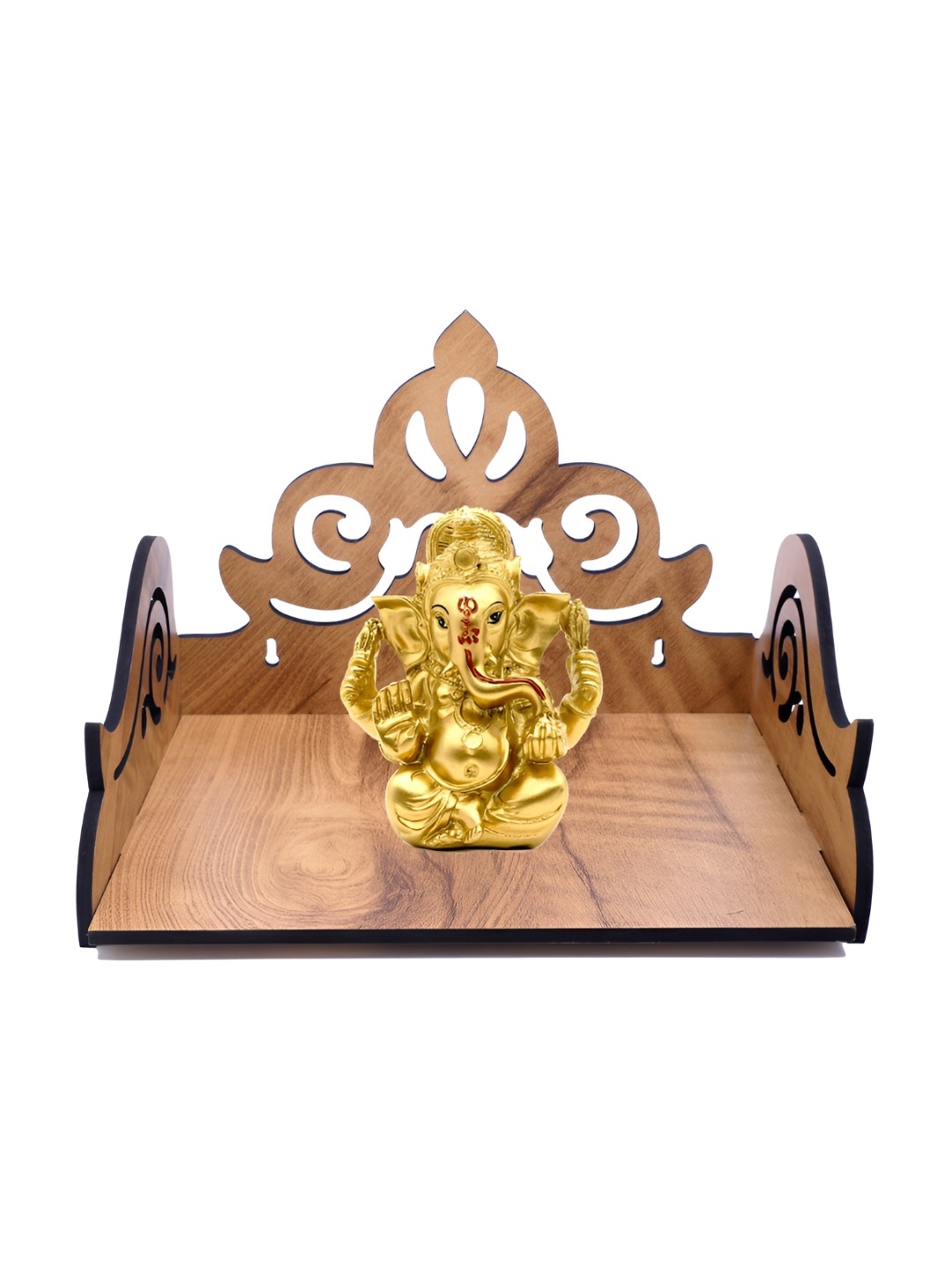 

TEAKWOOD Brown Wooden Pooja Shelves