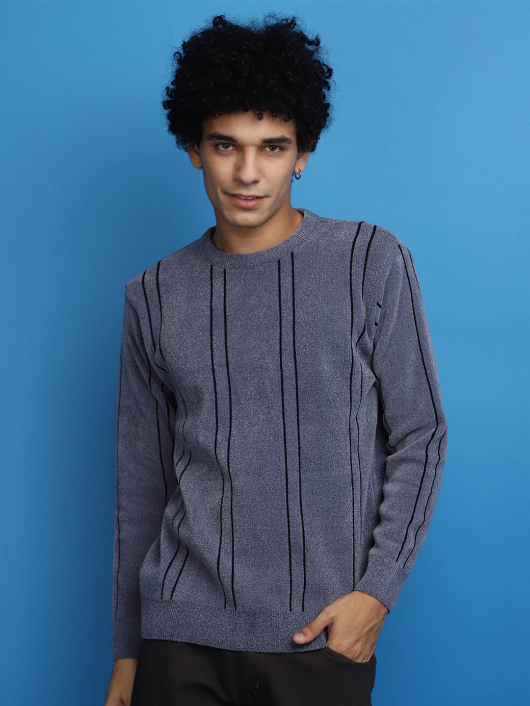 

V-Mart Self Designed Round Neck Cotton Pullover, Grey