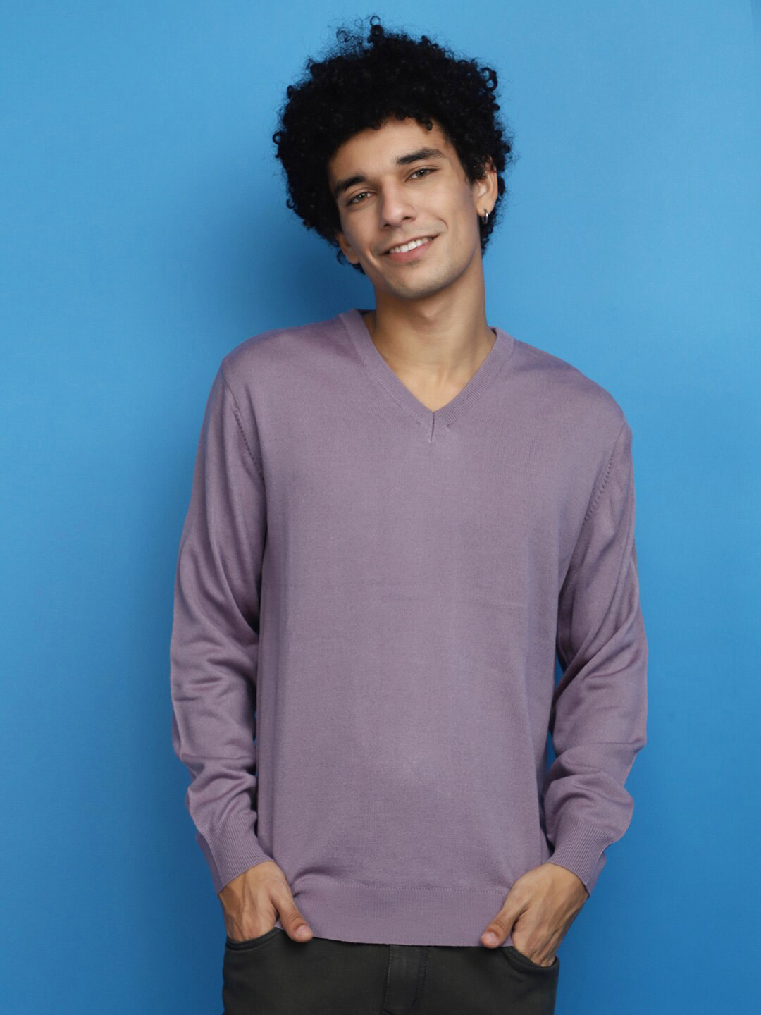 

V-Mart V-Neck Acrylic Pullover, Mauve