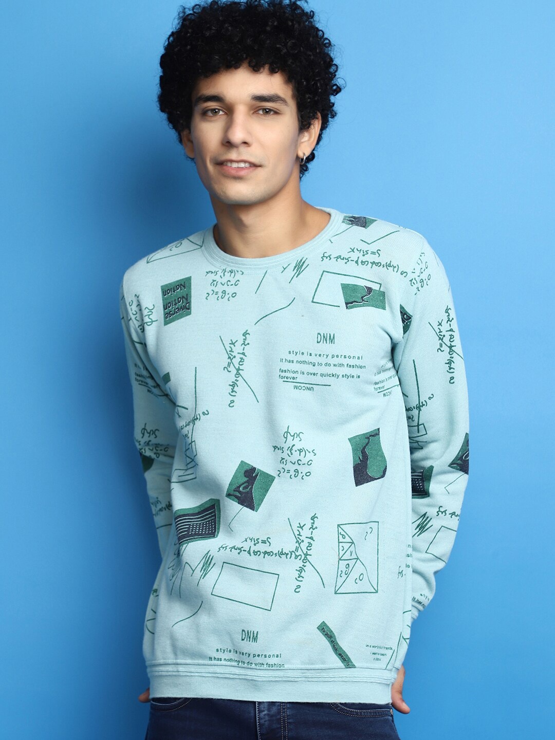 

V-Mart Typography Printed Cotton Pullover Sweatshirt, Green