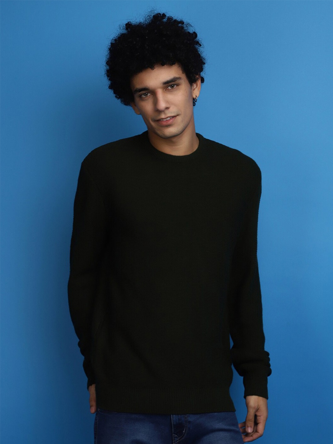 

V-Mart Self Design Acrylic Pullover, Green