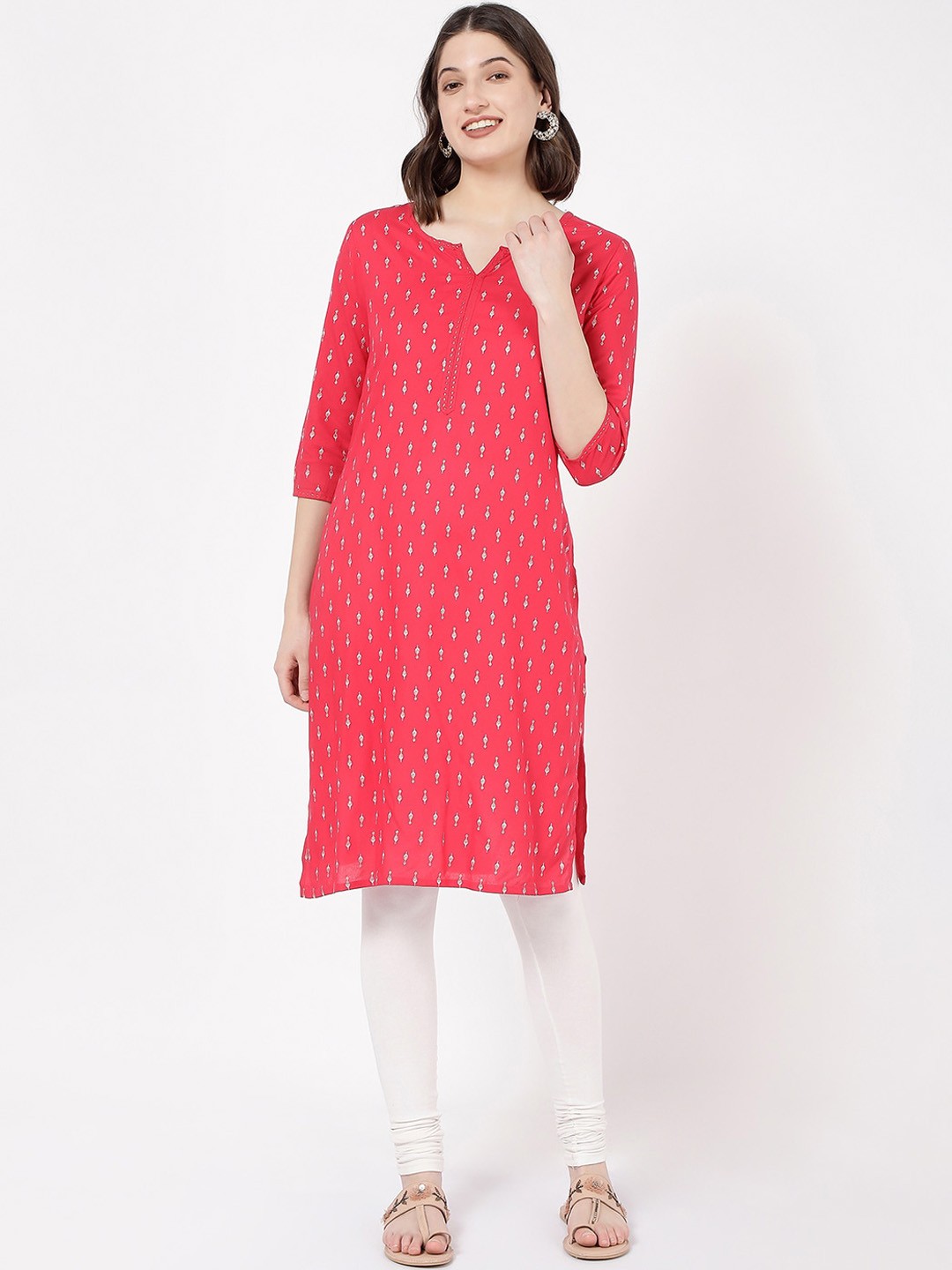 

R&B Ethnic Motifs Printed Straight Kurta, Pink