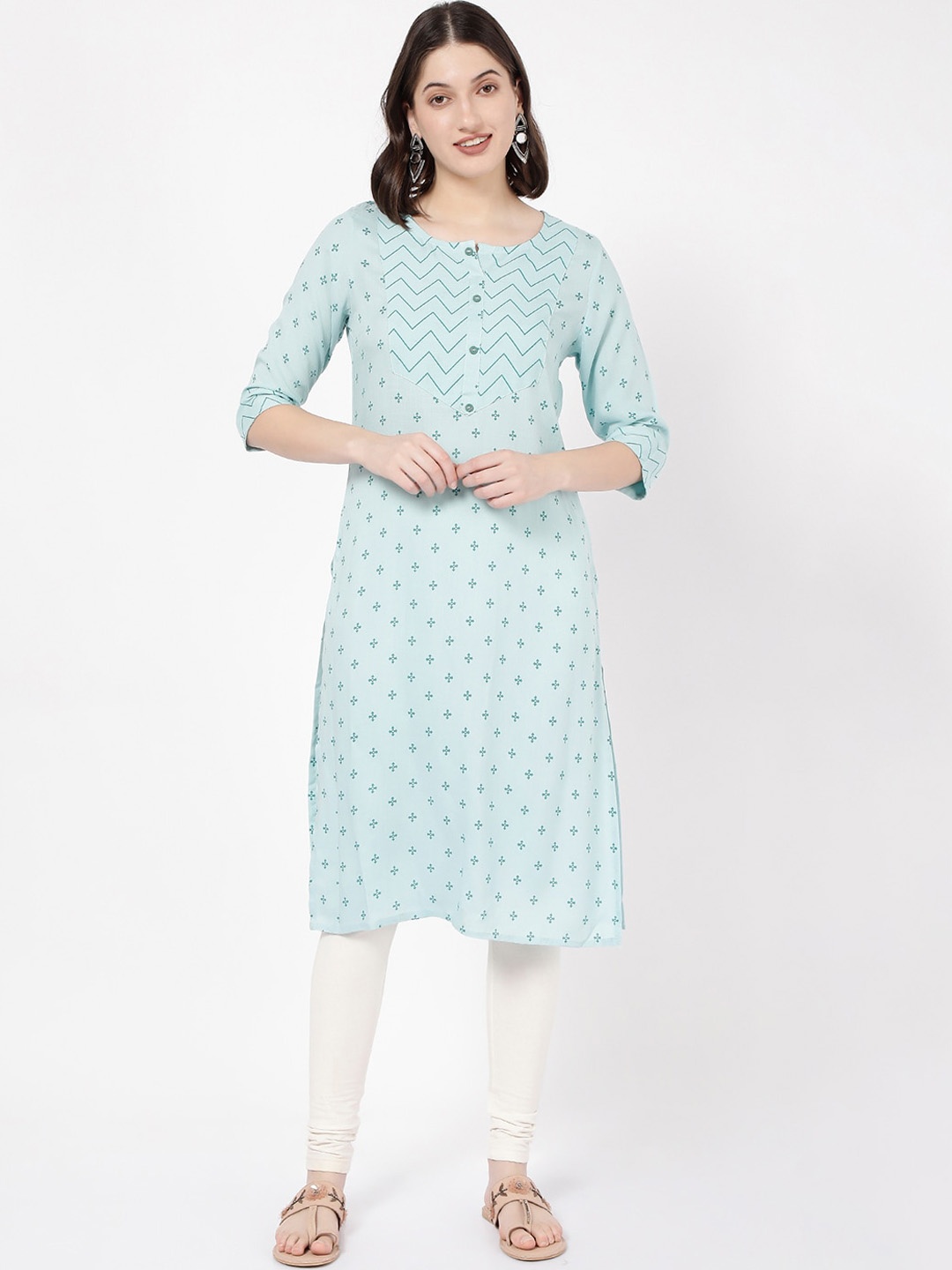 

R&B Ethnic Motifs Printed Straight Kurta, Green