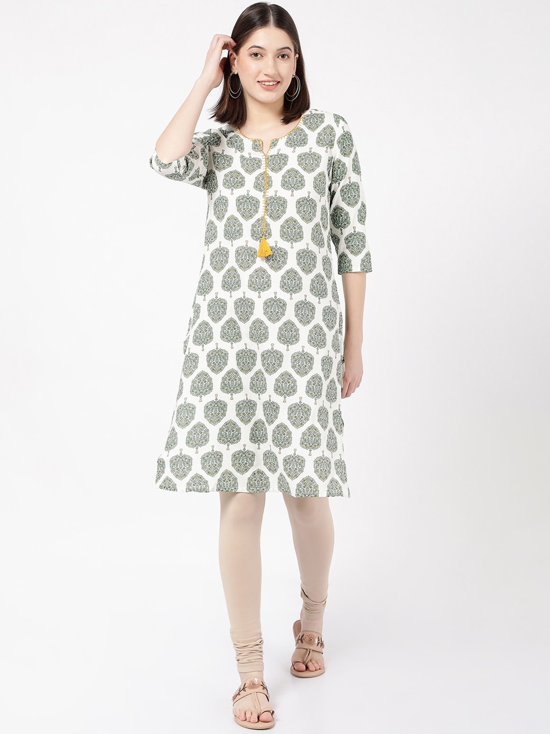 

R&B Ethnic Motifs Printed Straight Kurta, White