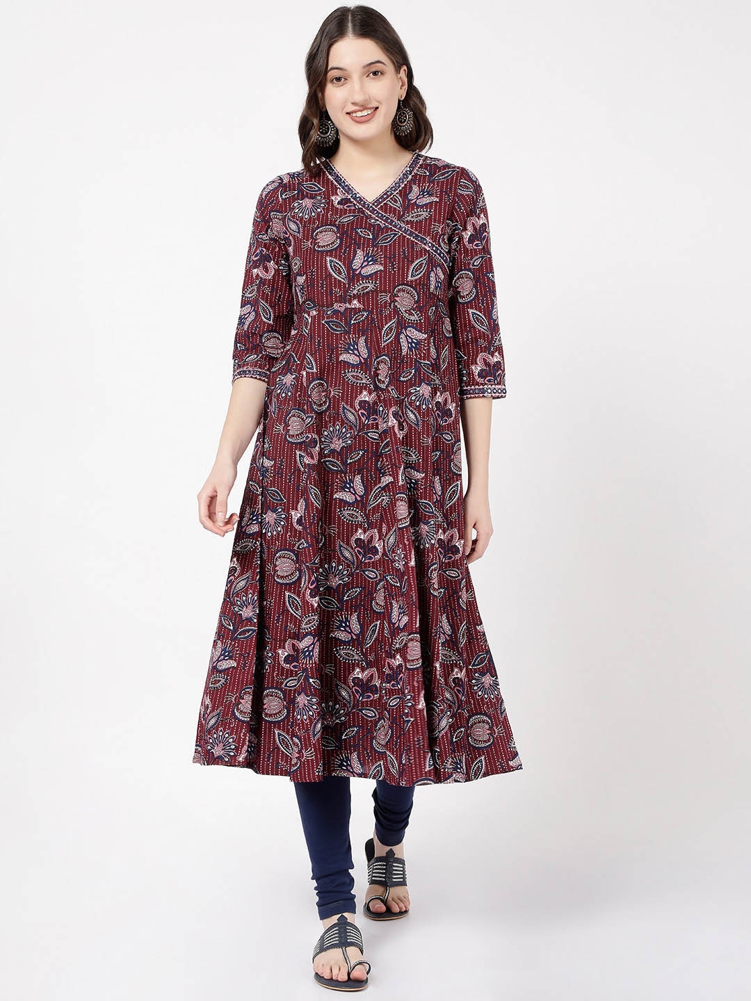 

R&B Ethnic Motifs Printed A-Line Kurta, Purple