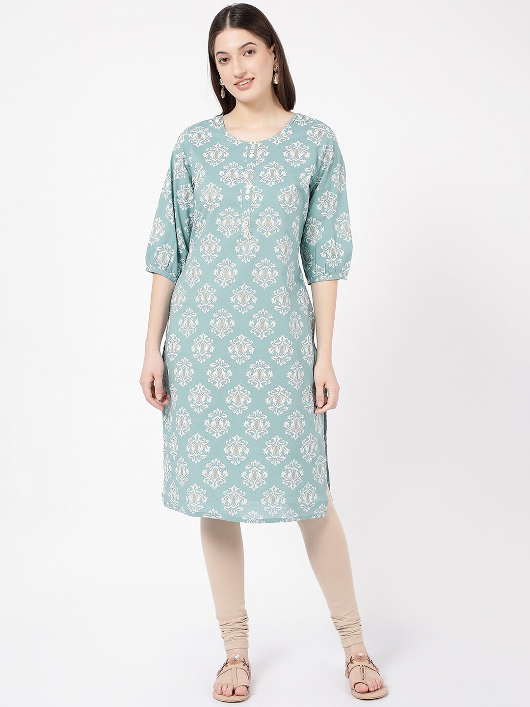 

R&B Ethnic Motifs Printed Regular Cotton Kurta, Grey