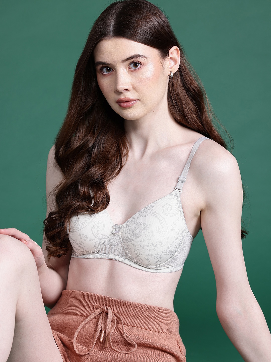 

DressBerry Floral Full Coverage Lightly Padded Bra, White
