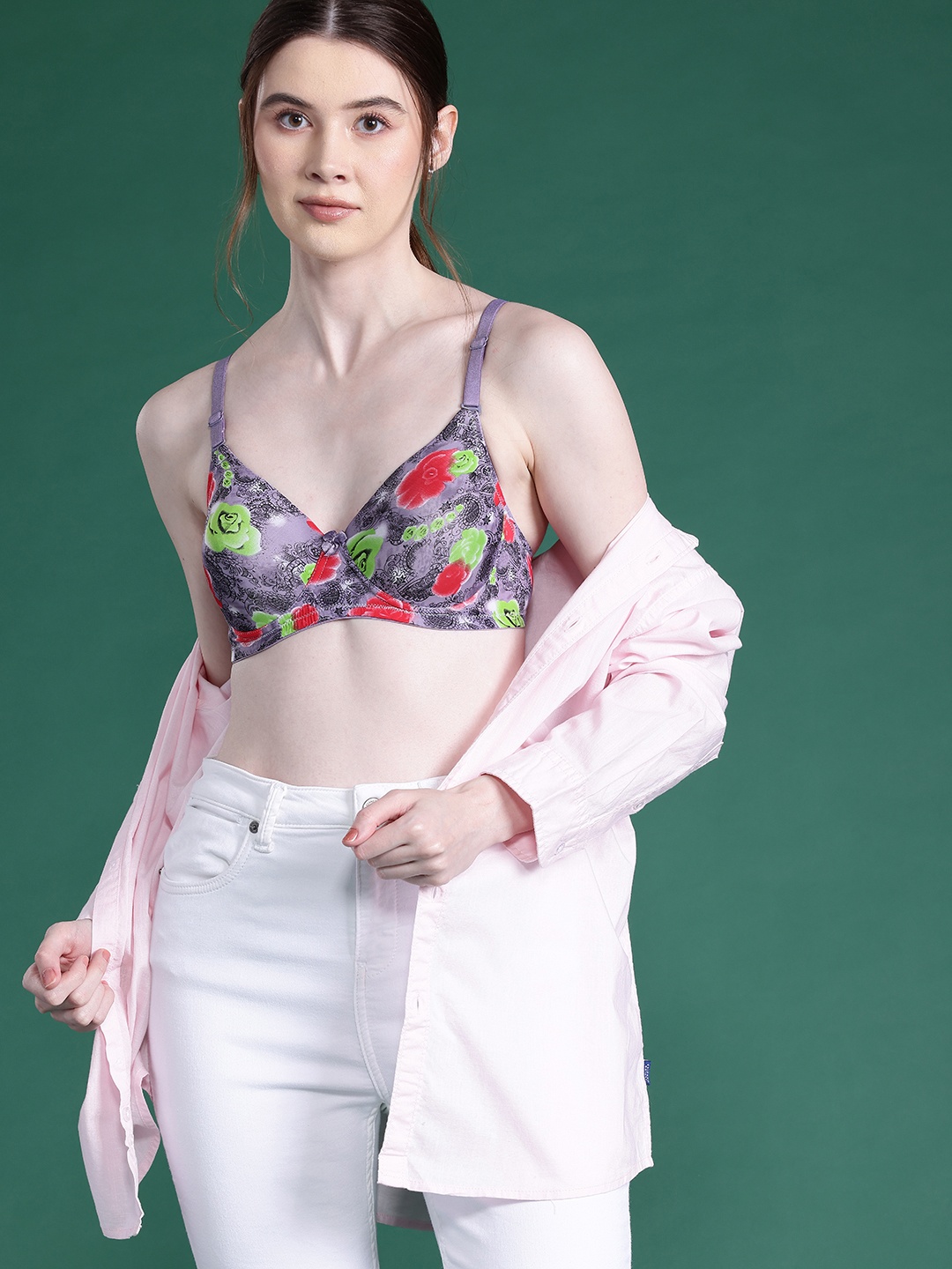 

DressBerry Floral Full Coverage Lightly Padded Bra, Purple