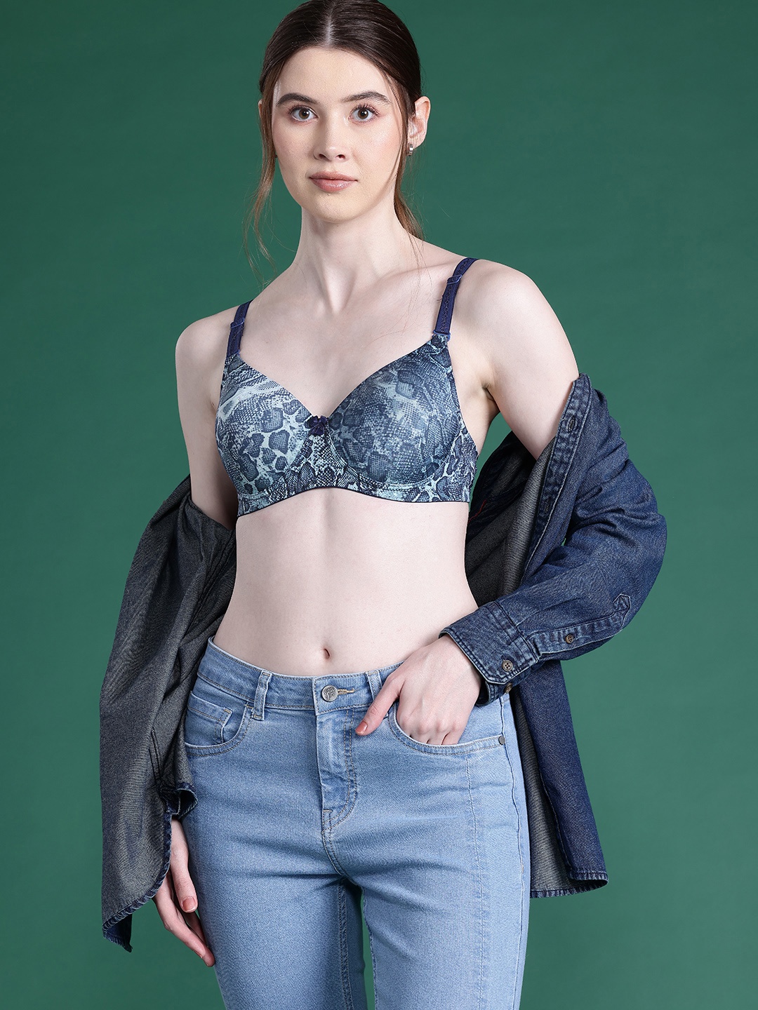 

DressBerry Animal Printed Full Coverage Lightly Padded Bra, Blue