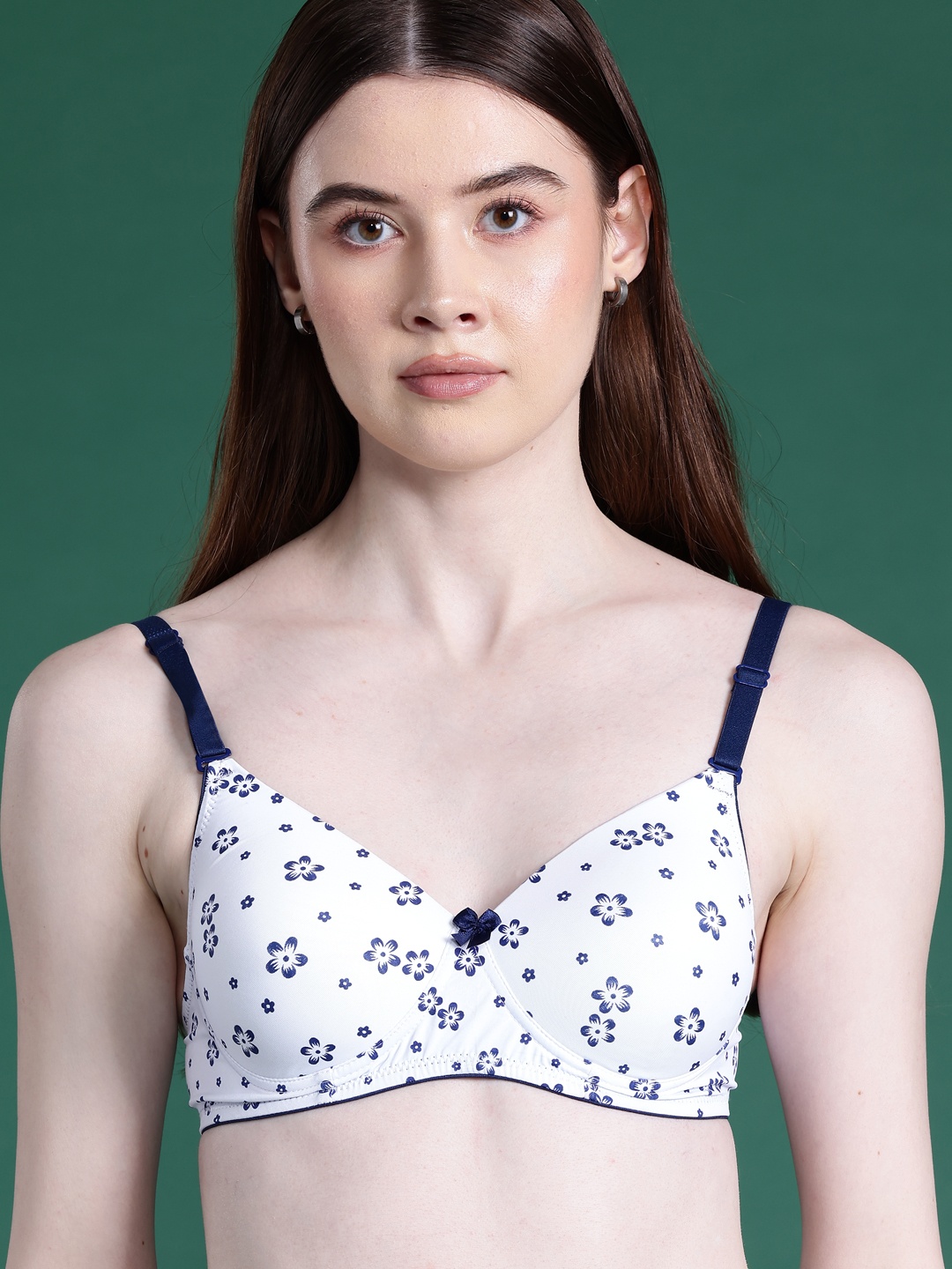 

DressBerry Floral Printed Full Coverage Lightly Padded Bra, White