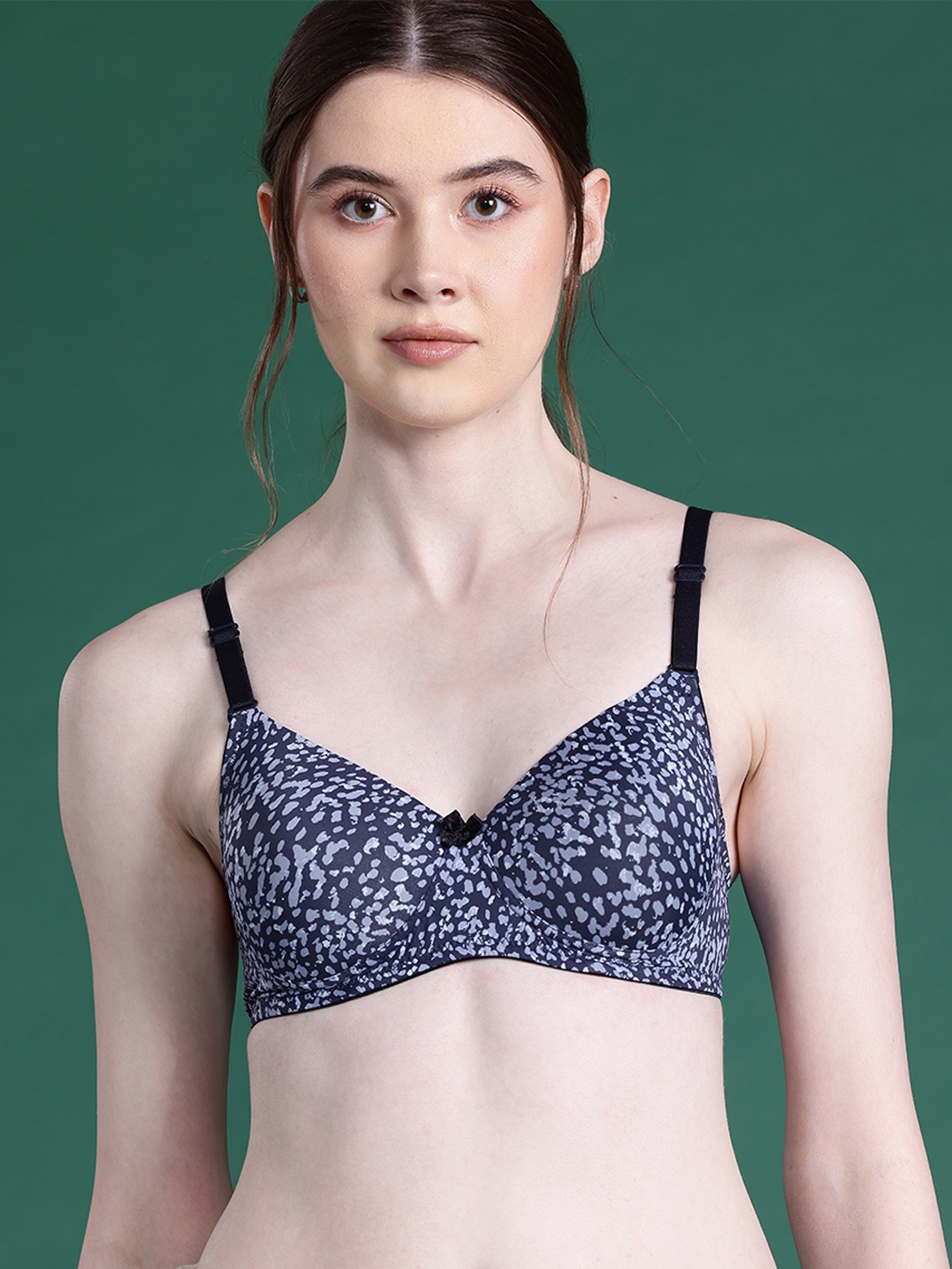 

DressBerry Abstract Full Coverage Lightly Padded Bra, Navy blue