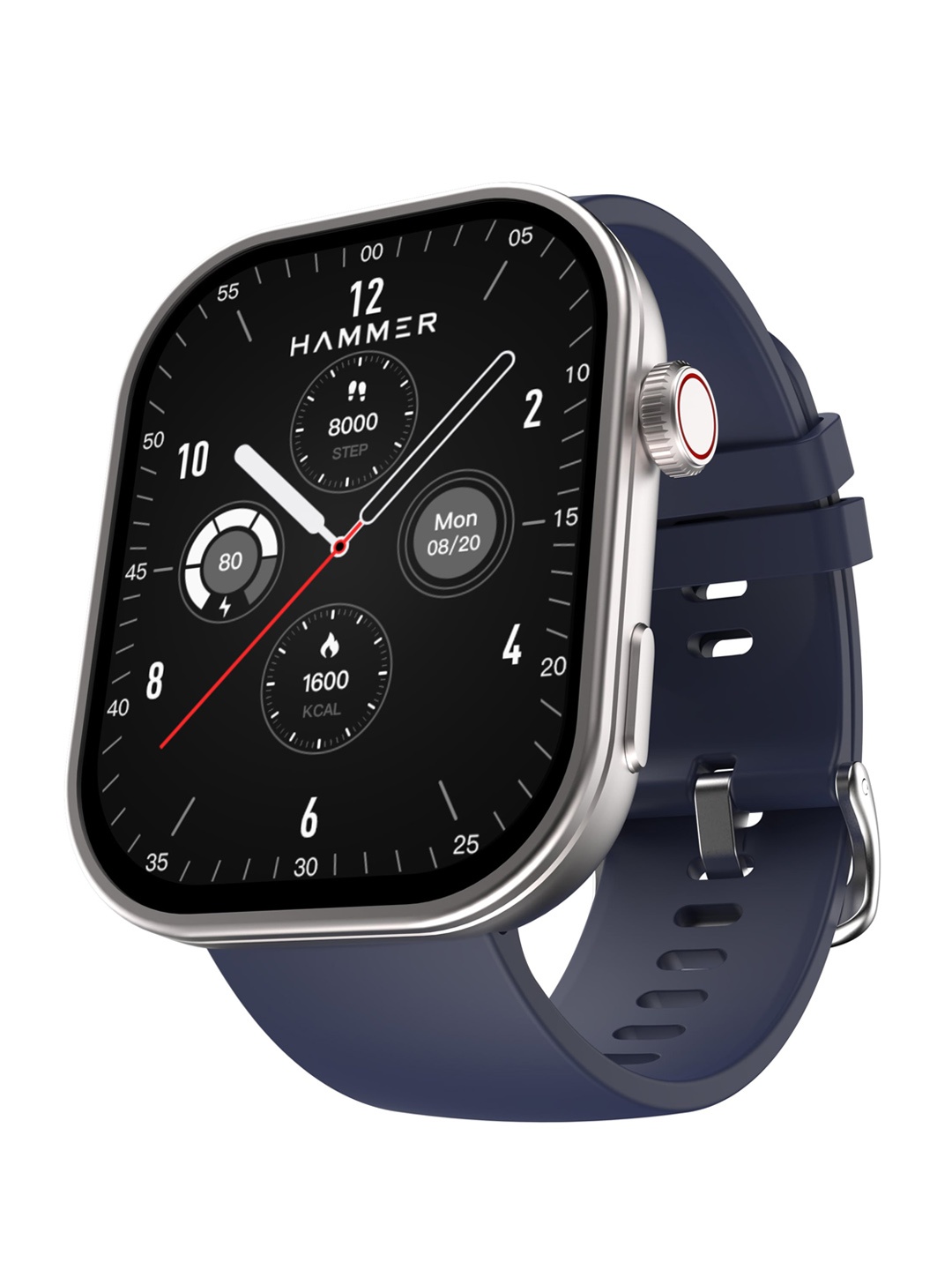 

HAMMER Tussle 2.01" HD Display Bluetooth Calling Rotating Crown Smart Watch, Blue