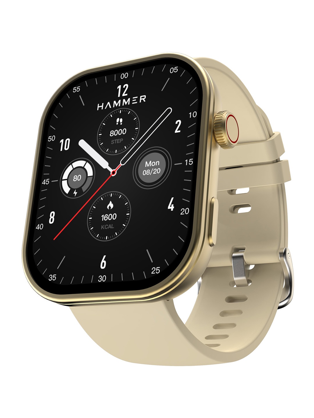 

HAMMER Tussle 2.01" HD Display Bluetooth Calling Rotating Crown Smart Watch, Black