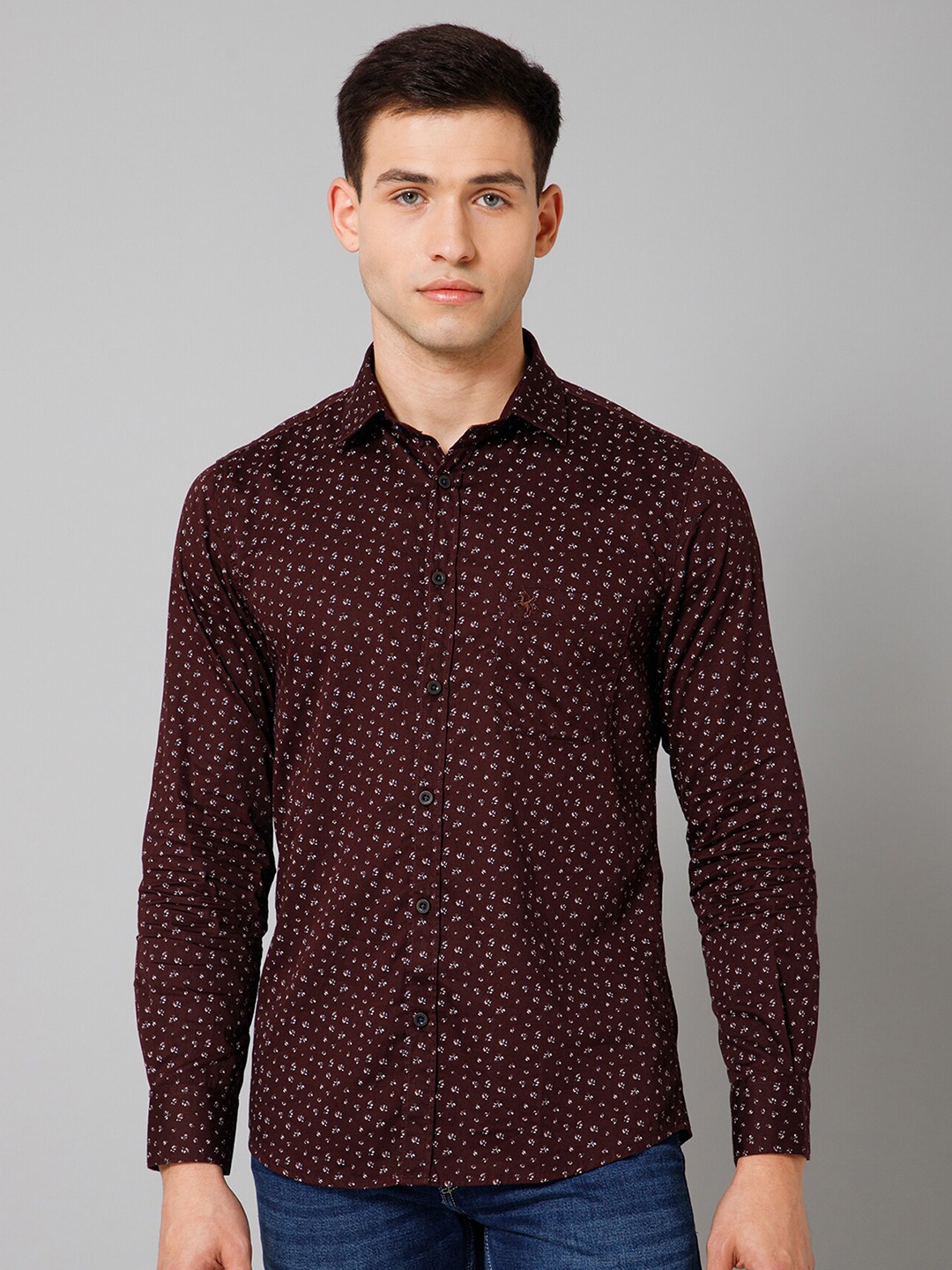 

Cantabil Floral Printed Comfort Cotton Casual Shirt, Brown