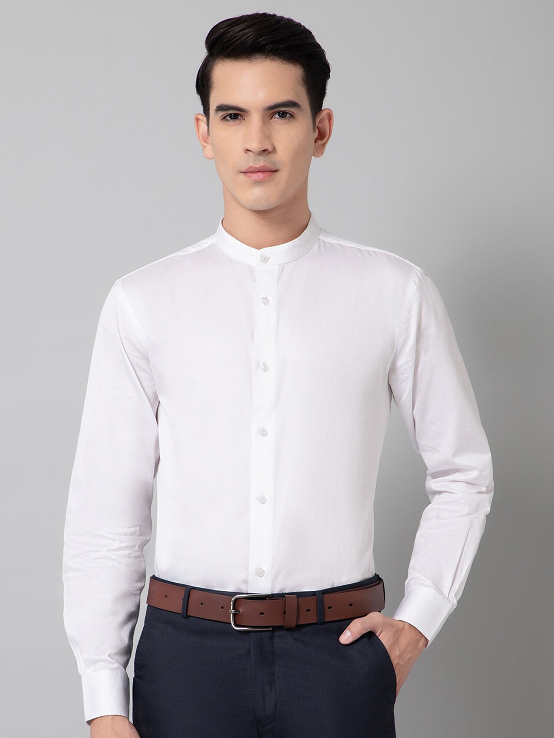 

Cantabil Comfort Band Collar Cotton Casual Shirt, White