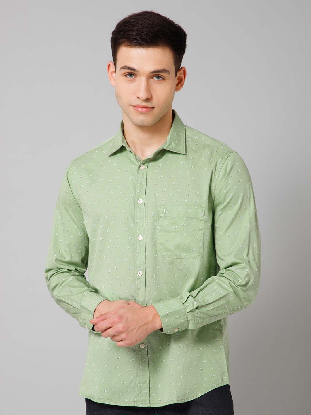 

Cantabil Floral Printed Comfort Cotton Casual Shirt, Green
