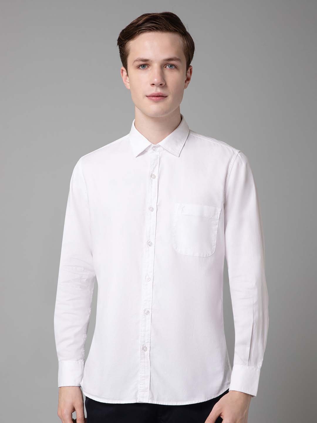 

Cantabil Spread Collar Comfort Formal Cotton Shirt, White