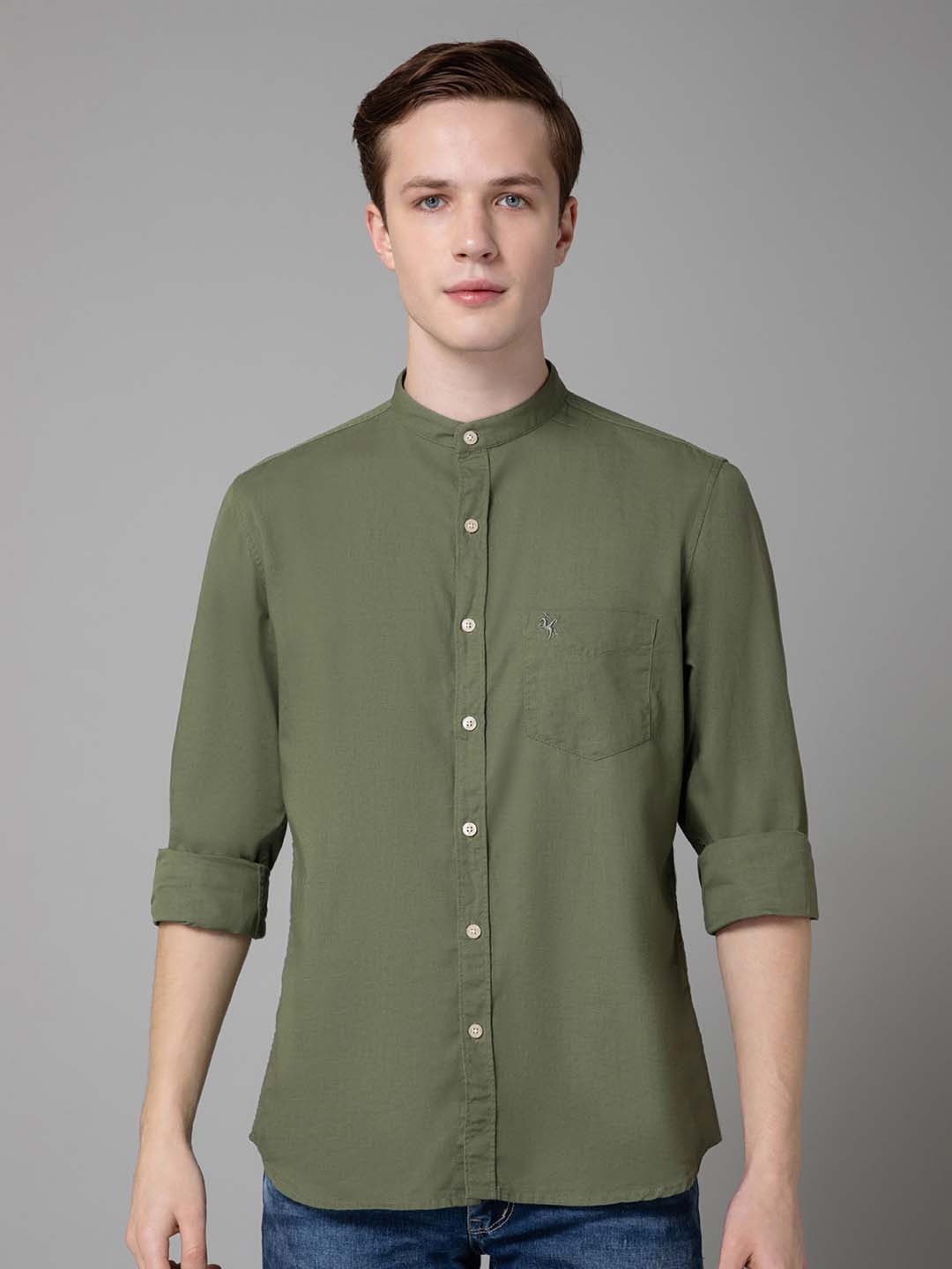 

Cantabil Button-Down Collar Comfort Casual Cotton Shirt, Olive