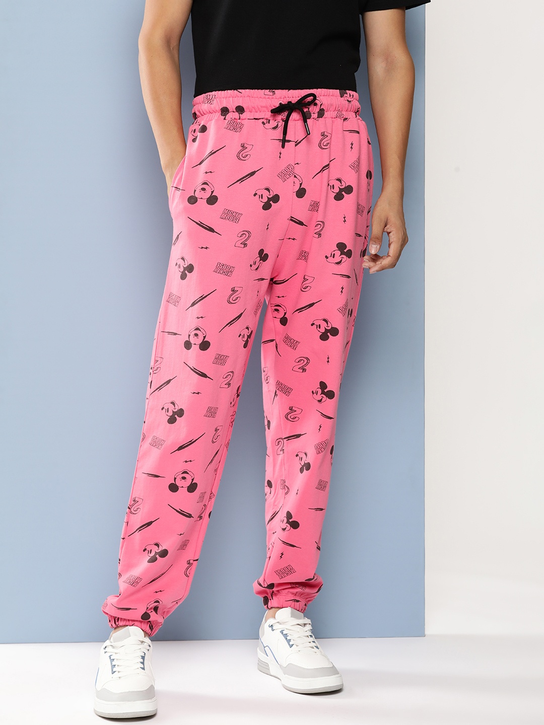 

Kook N Keech Disney Men Mickey Mouse Printed Joggers, Pink