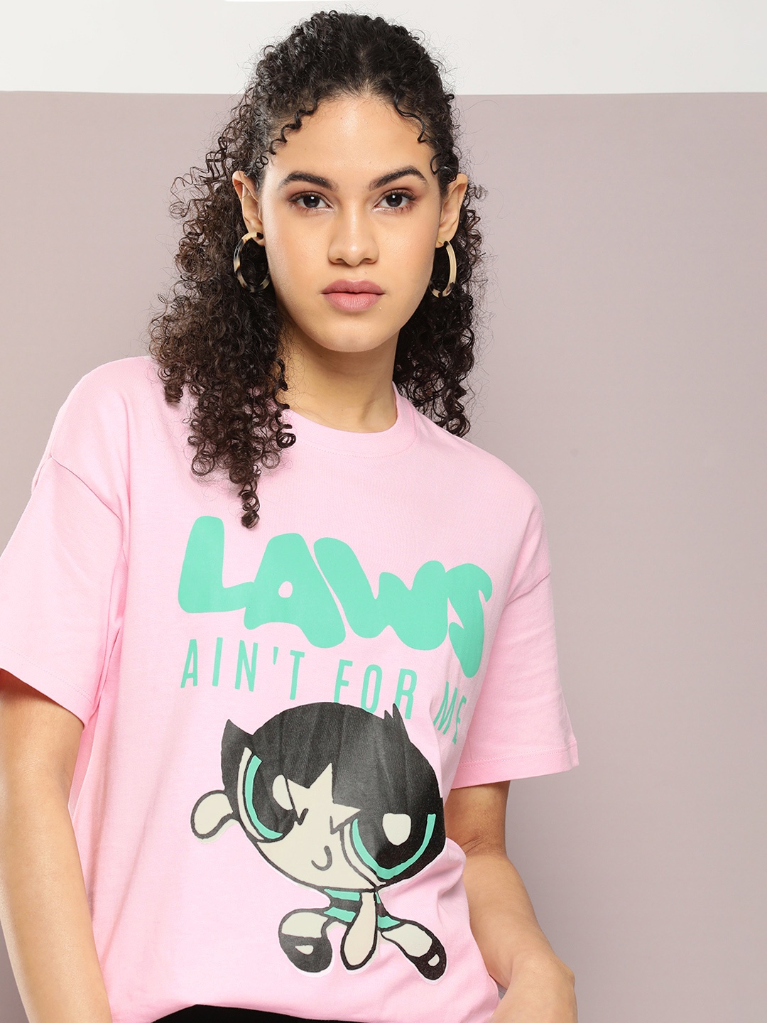 

Kook N Keech Toons Power Puff Girls Printed Pure Cotton Oversized T-shirt, Pink