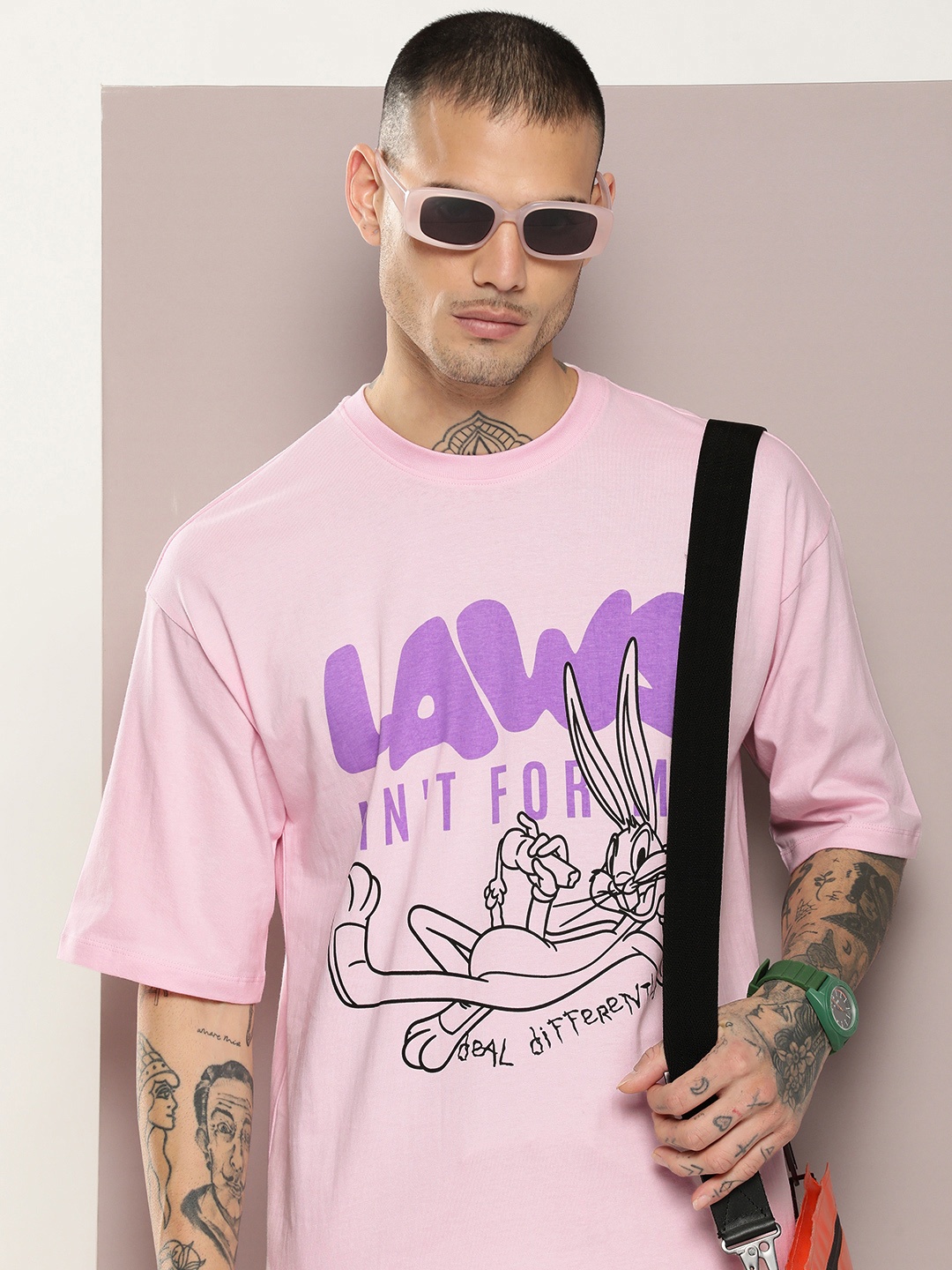 

Kook N Keech Disney Pure Cotton Typography Printed Drop-Shoulder Sleeves Oversized T-shirt, Pink