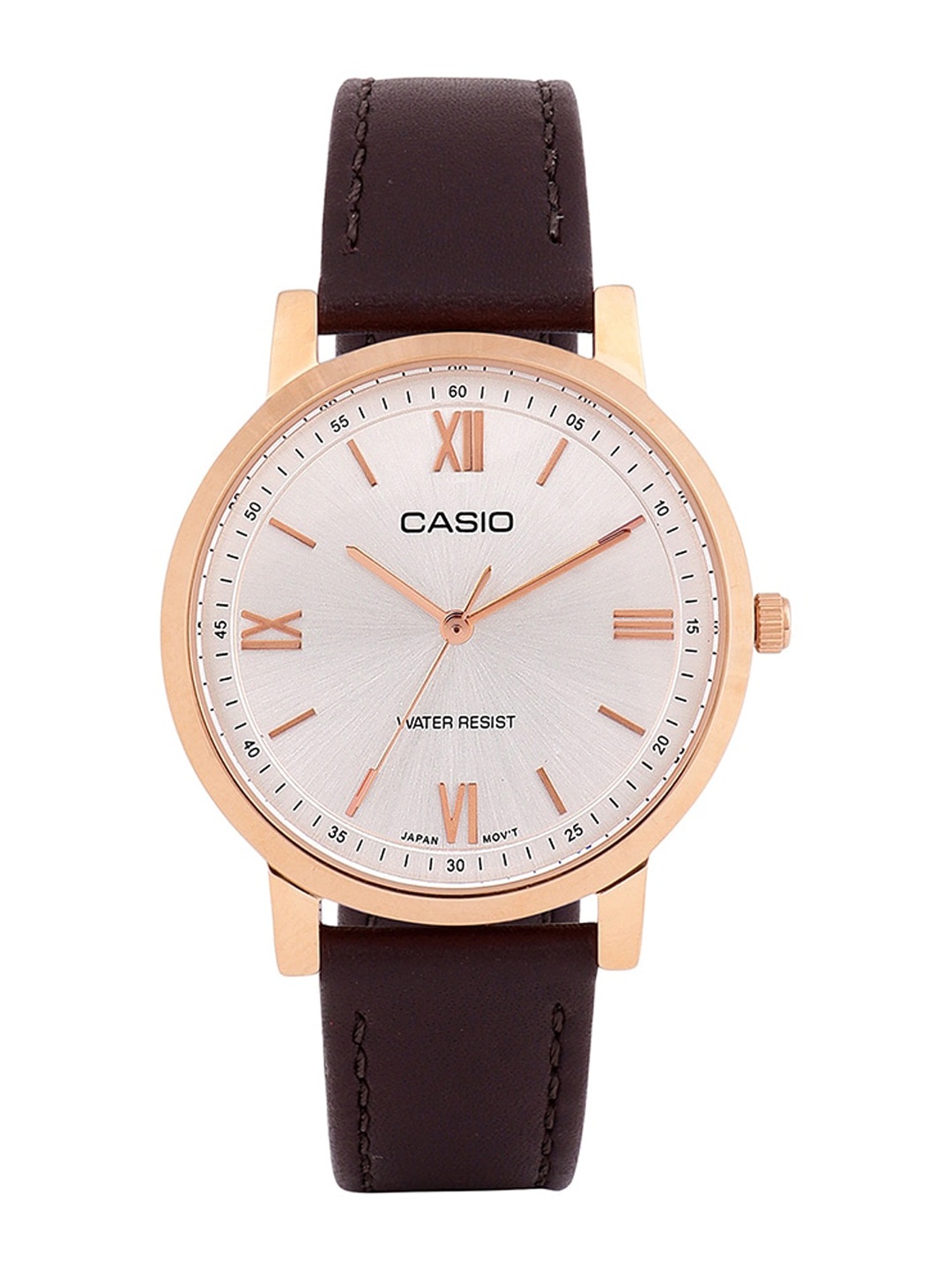 

CASIO Women Leather Straps Water Resistance Analogue Watch A2163, Silver