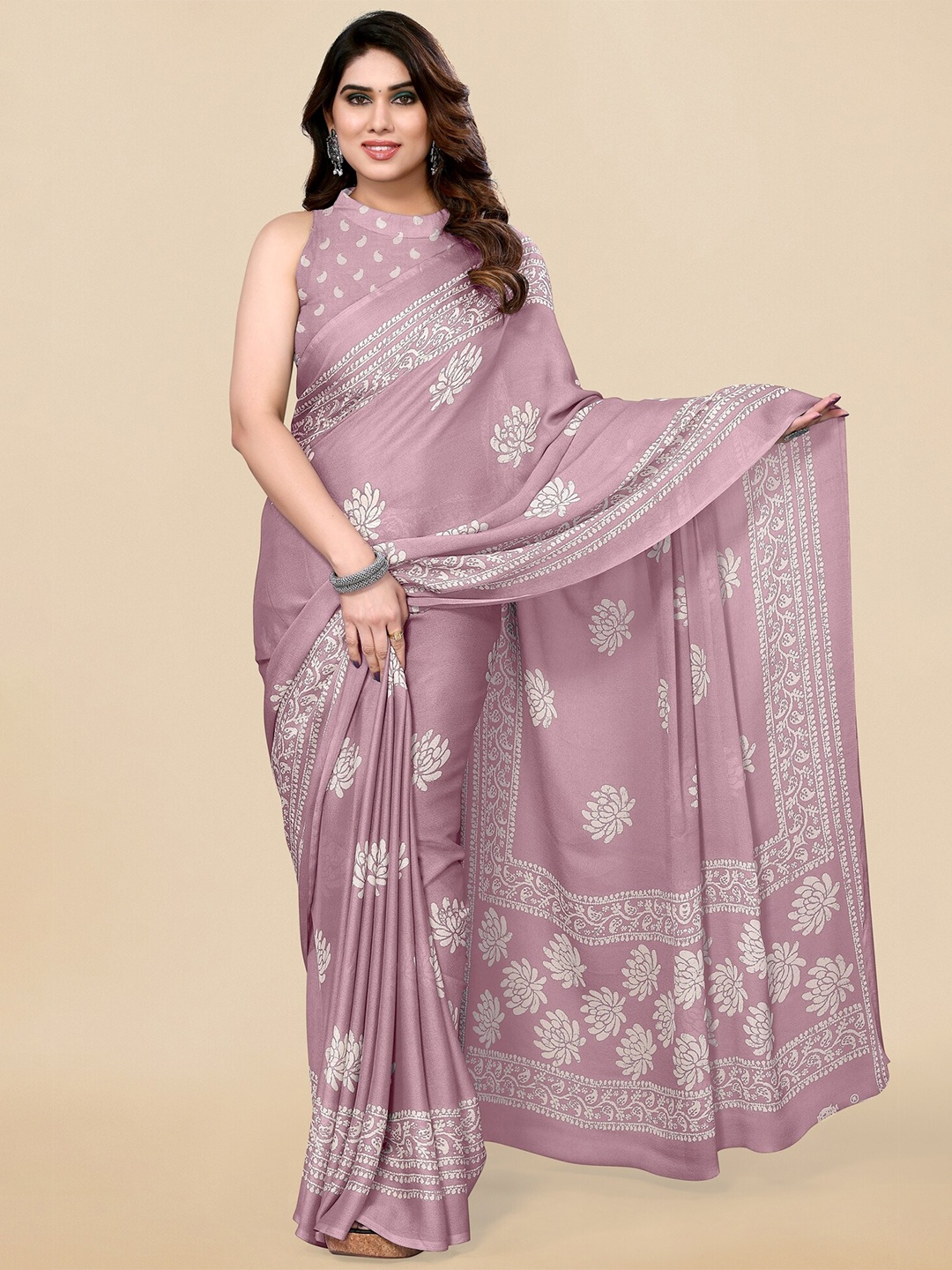 

MIRCHI FASHION Floral Printed Saree, Pink