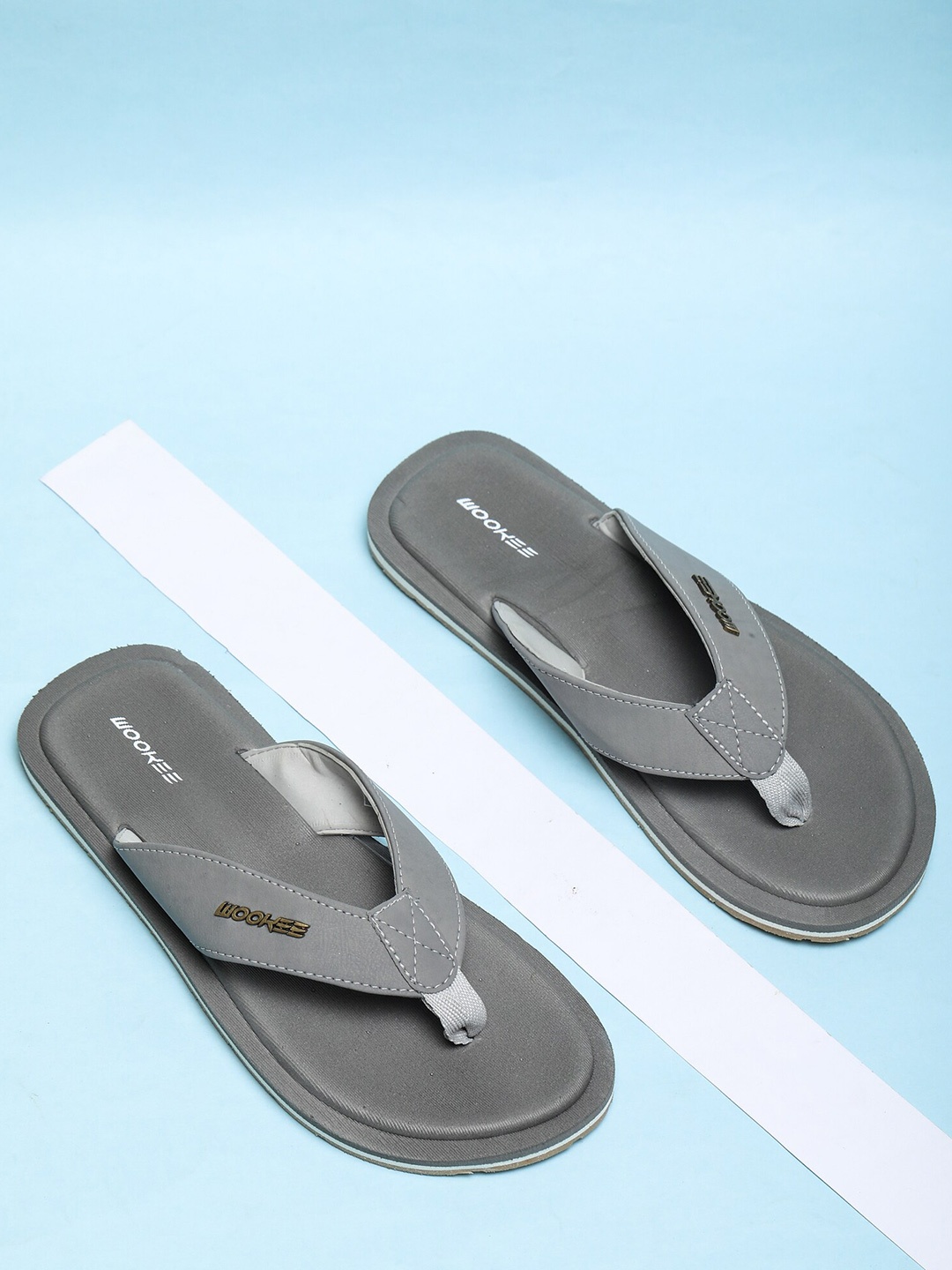 

ABROS Men Textured Thong Flip-Flops, Grey