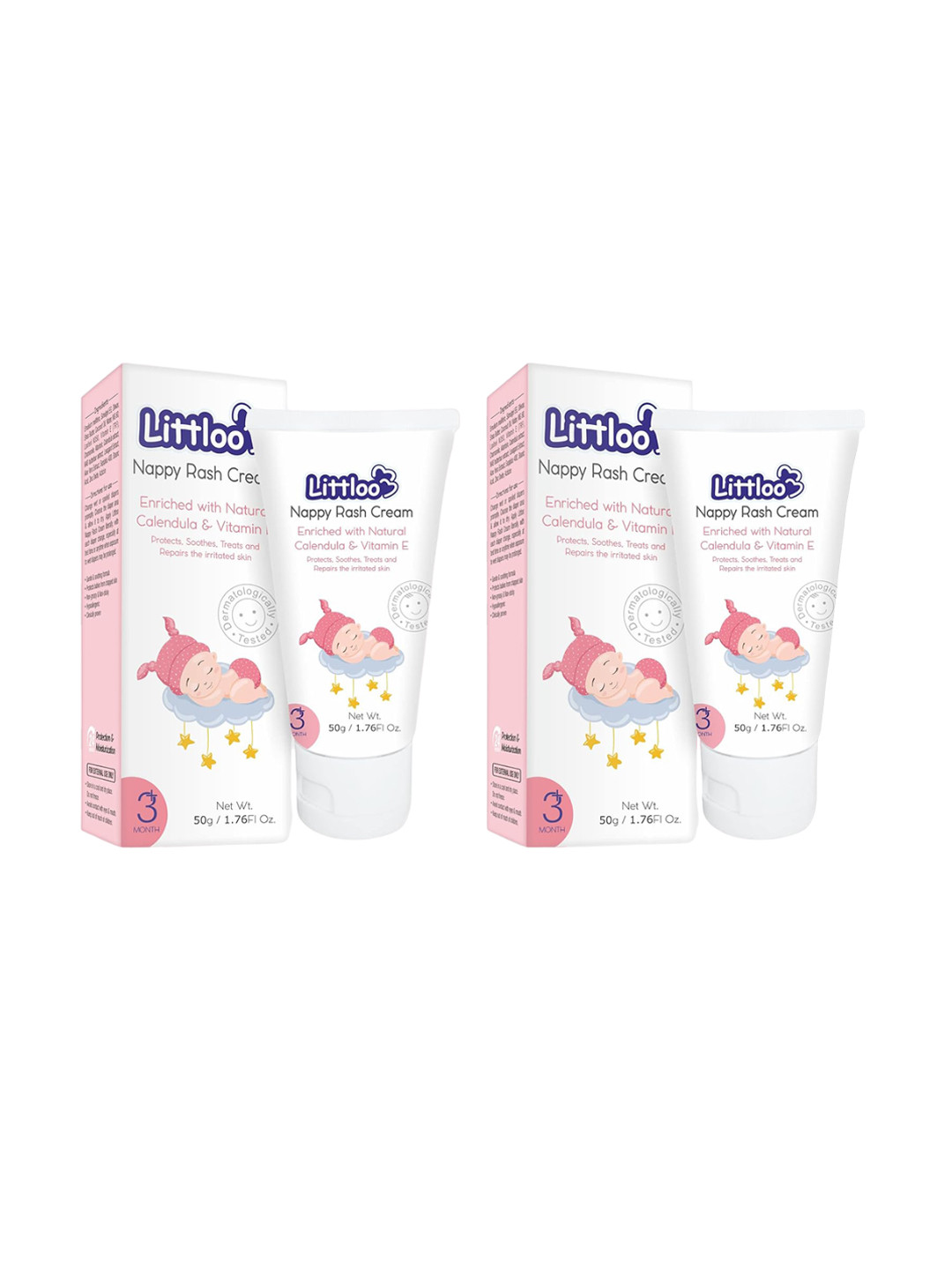 

Littloo Set Of 2 Nappy Rash Cream With Calendula & Vitamin E - 50g Each, Off white