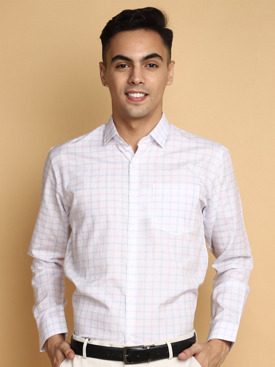 

J White by Vmart Checked Spread Collar Formal Shirt