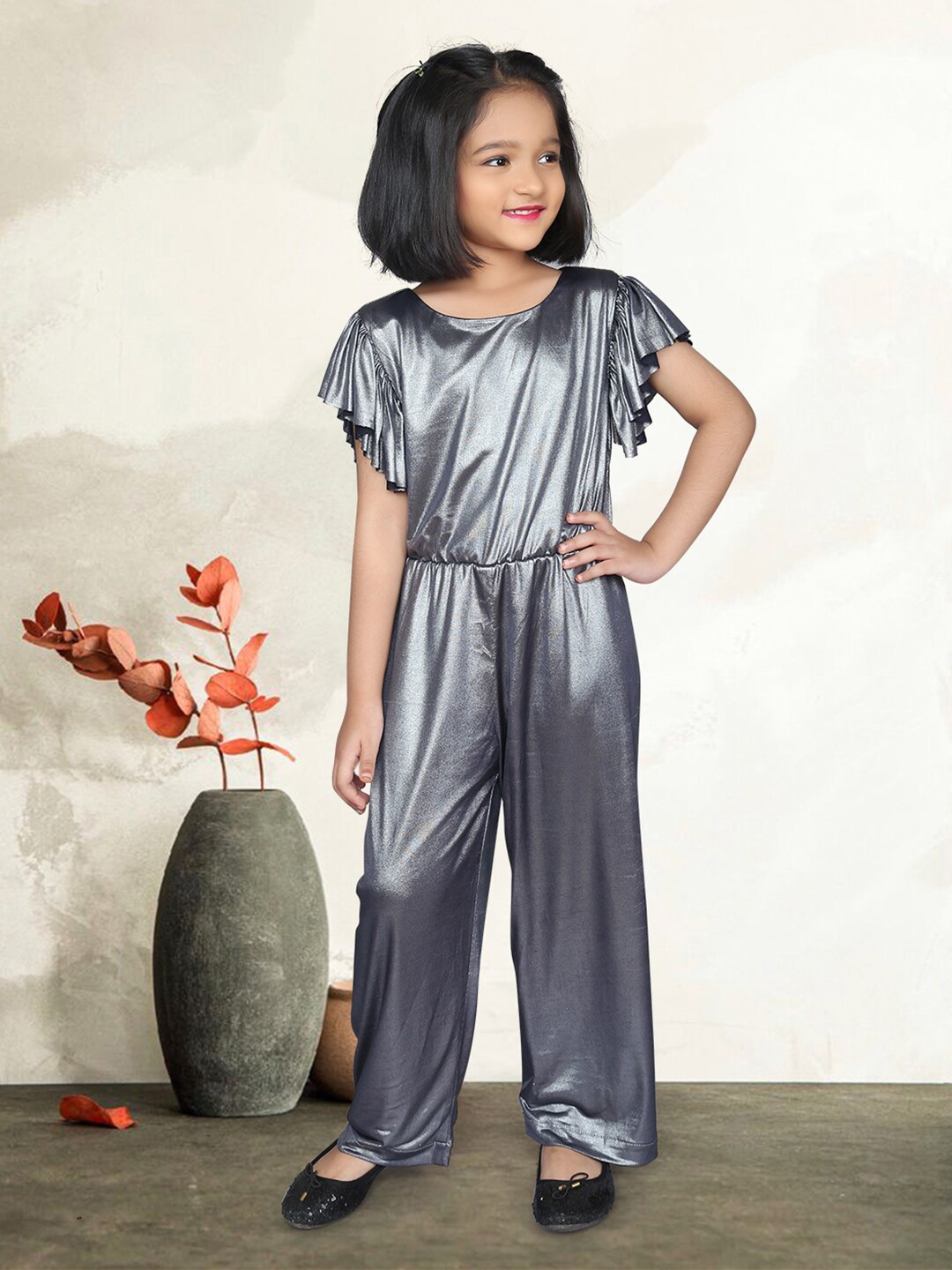 

ZIP ZAP ZOOP Girls Basic Jumpsuit, Silver