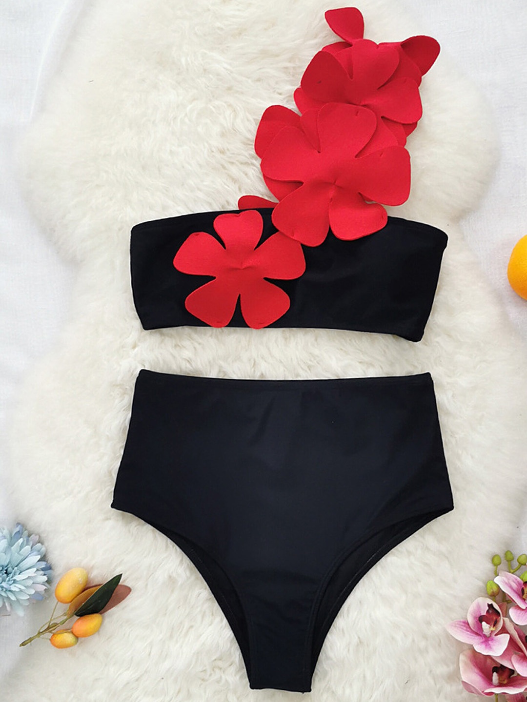 

LULU & SKY Strapless Swim Bikini Set, Black