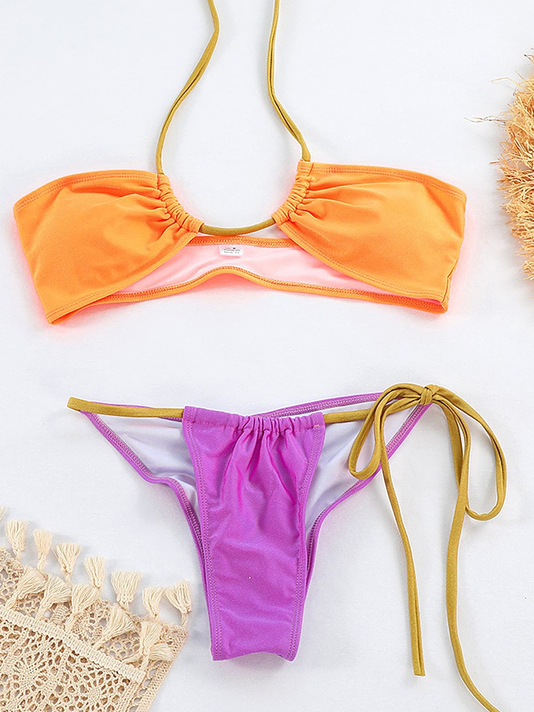 

LULU & SKY Halter Neck Low Coverage Bikini Set, Purple