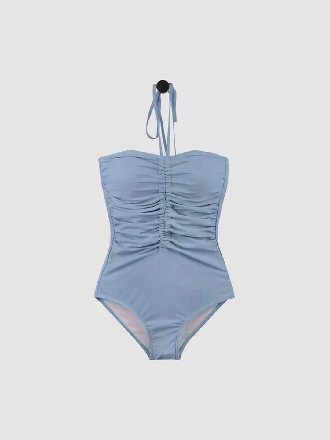 

LULU & SKY Ruched Halter Neck Bodysuit Swimwear, Blue
