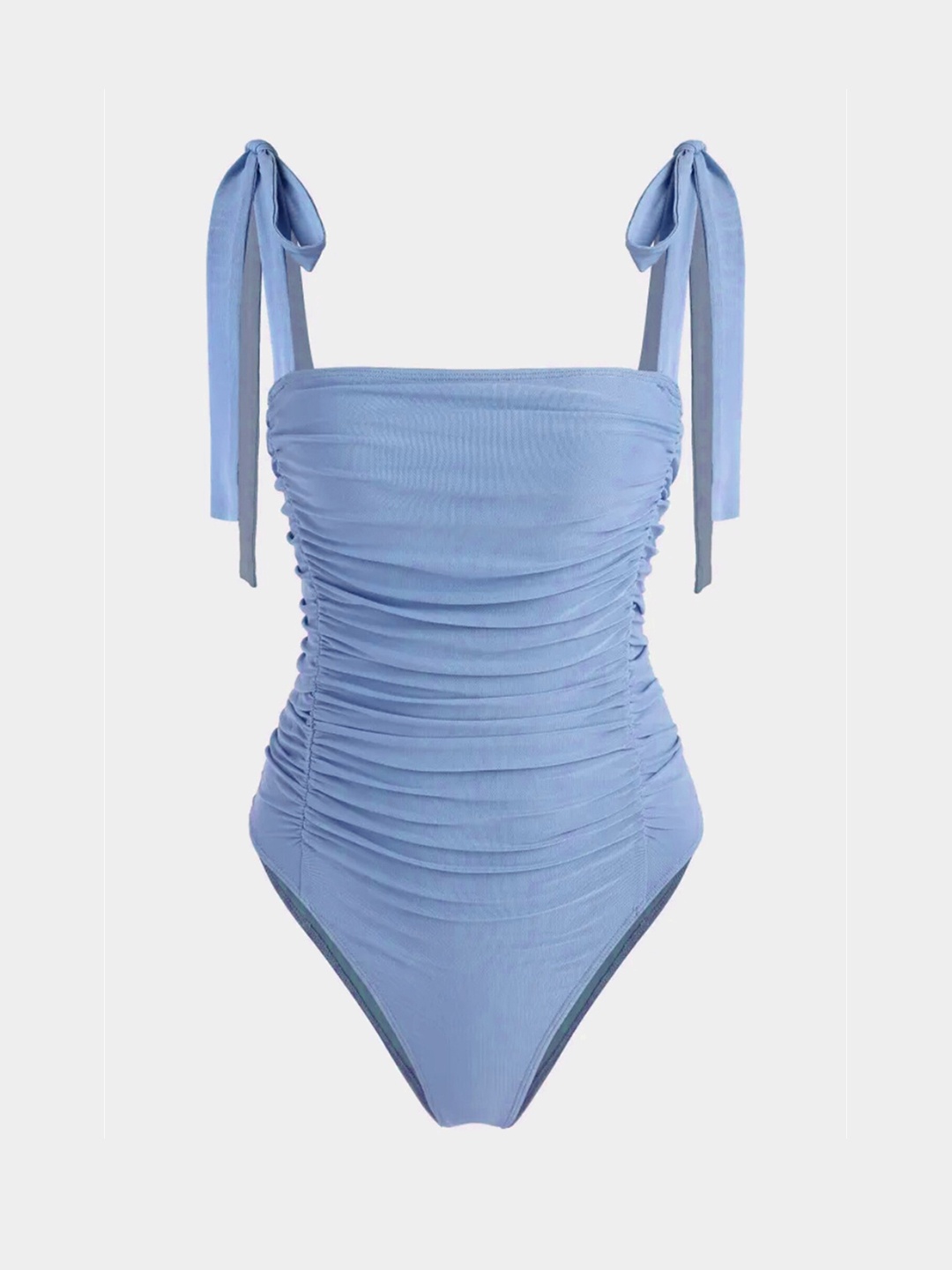 

LULU & SKY Women Shirred Tie-Up Bodysuit, Blue