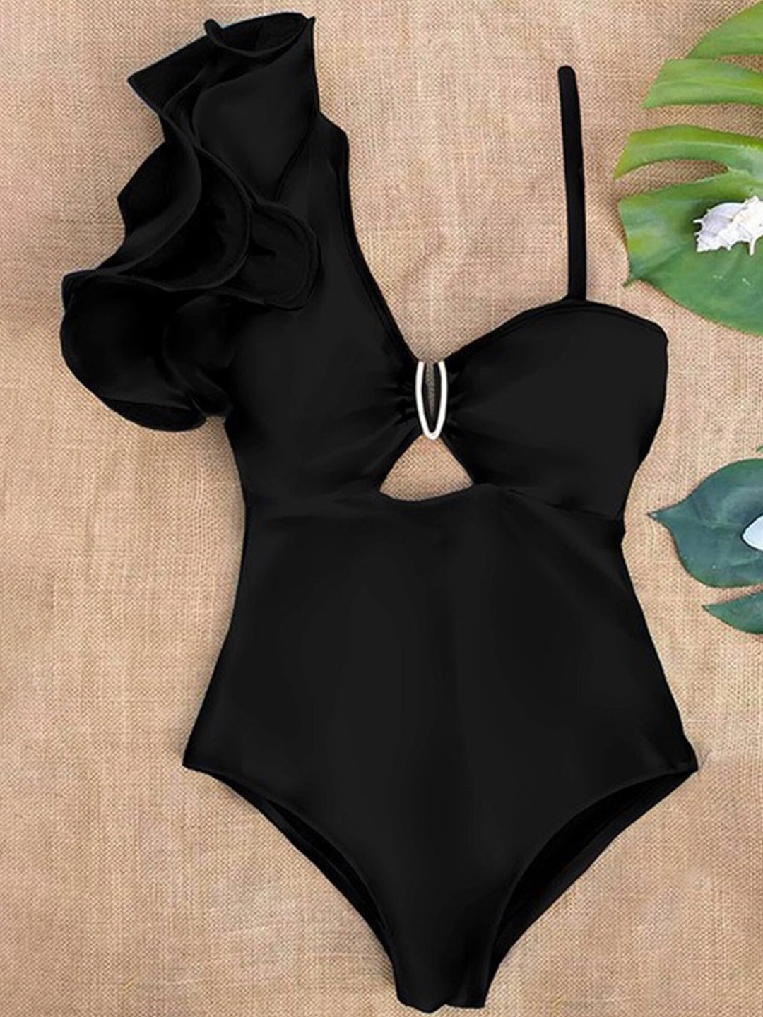 

LULU & SKY Ruffled Swimsuit, Black