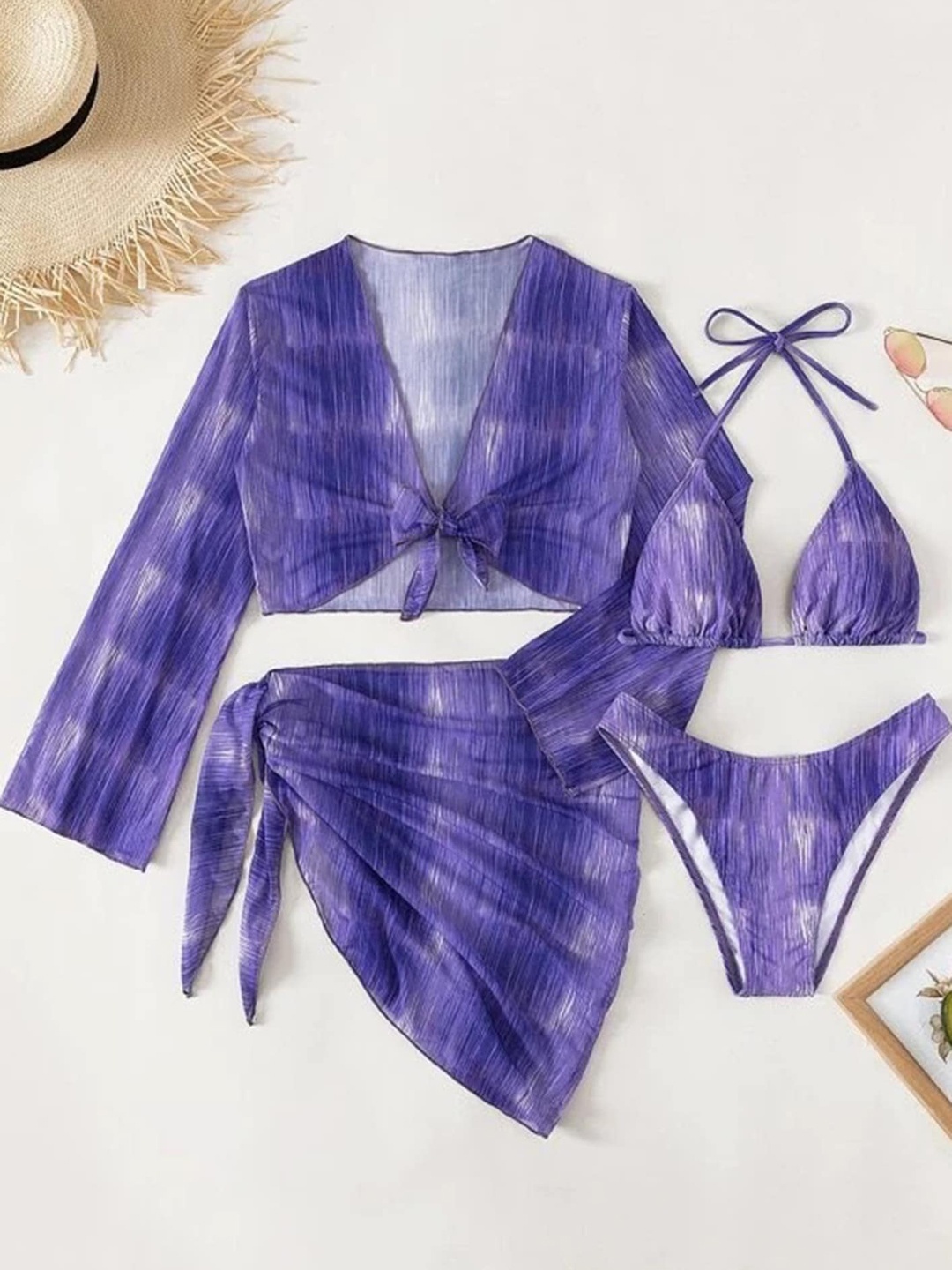 

LULU & SKY Tie & Dyed Swim Set, Violet