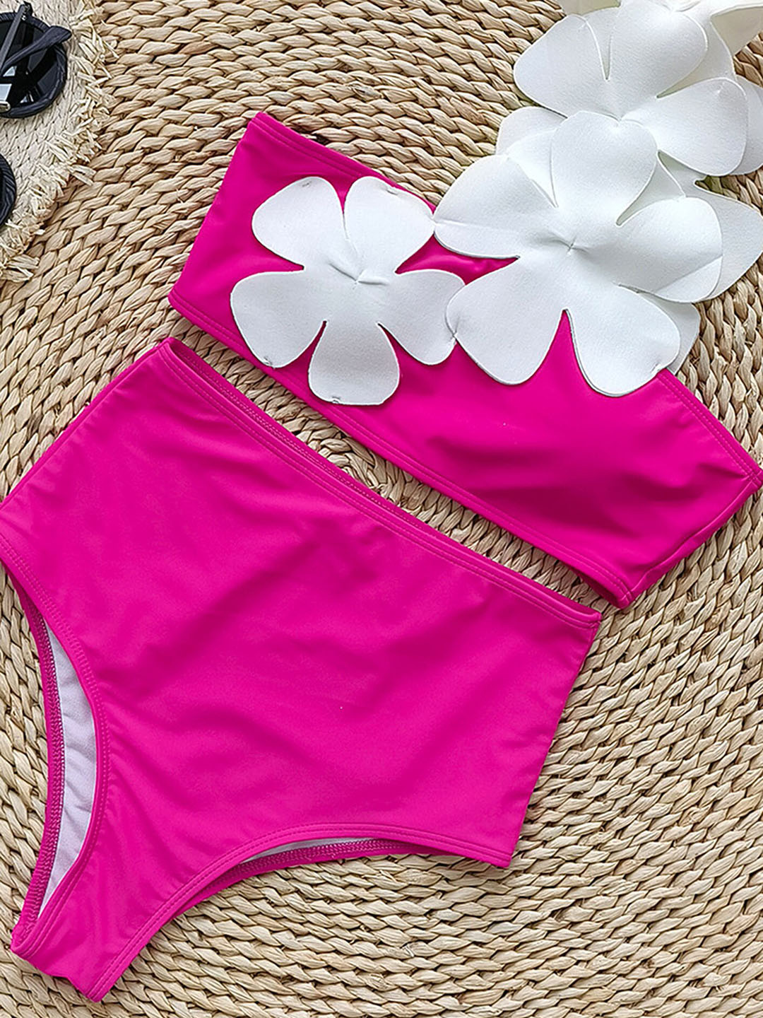 

LULU & SKY Low Coverage Floral Decor Bikini Set, Pink