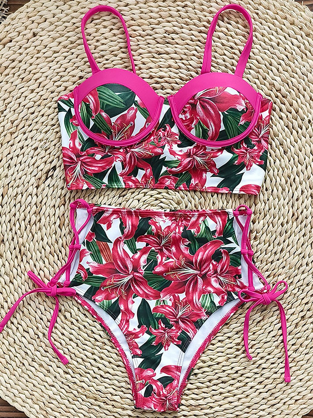 

LULU & SKY Tropical Printed Swim Set, Pink