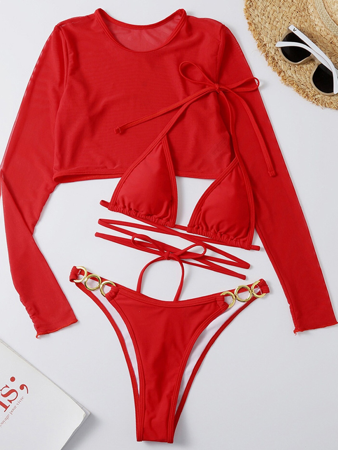 

LULU & SKY Halter Neck Bikini Set, Red