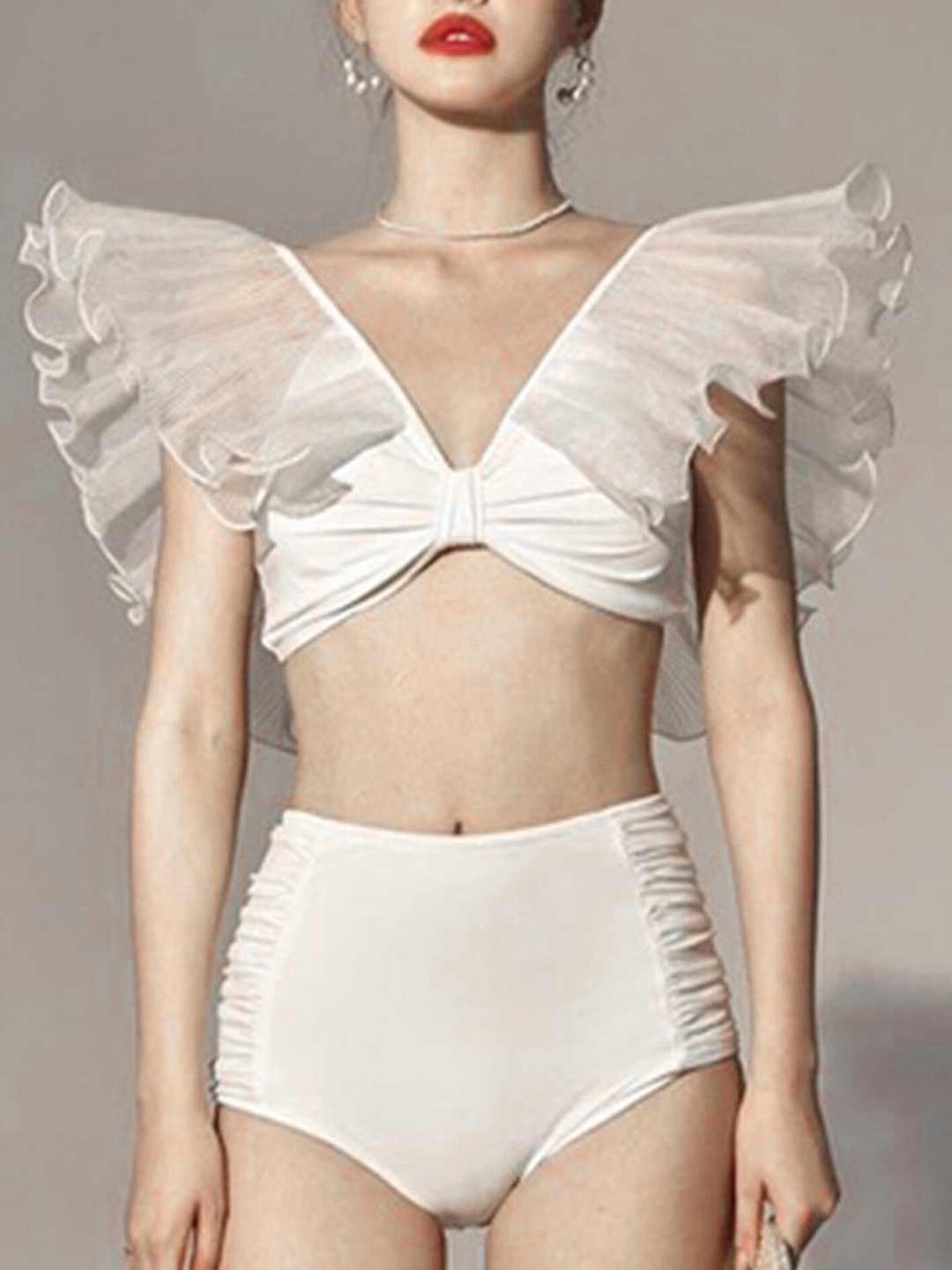 

LULU & SKY Ruffled Swim Bikini Set, White