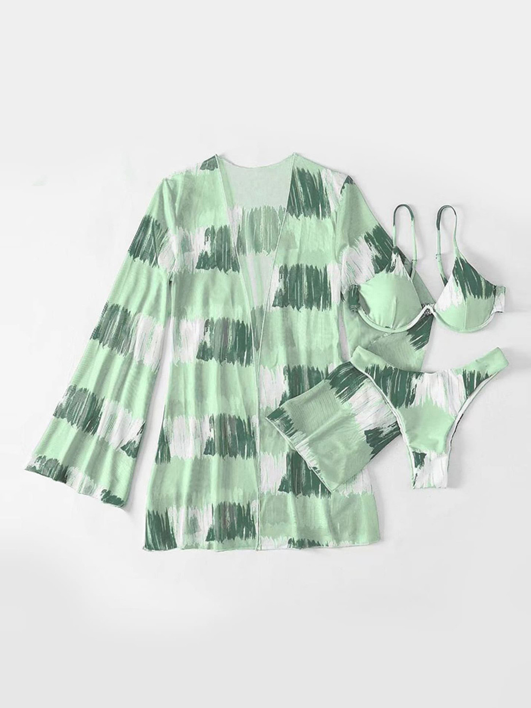 

LULU & SKY Abstract Printed Swim Bikini Set, Green