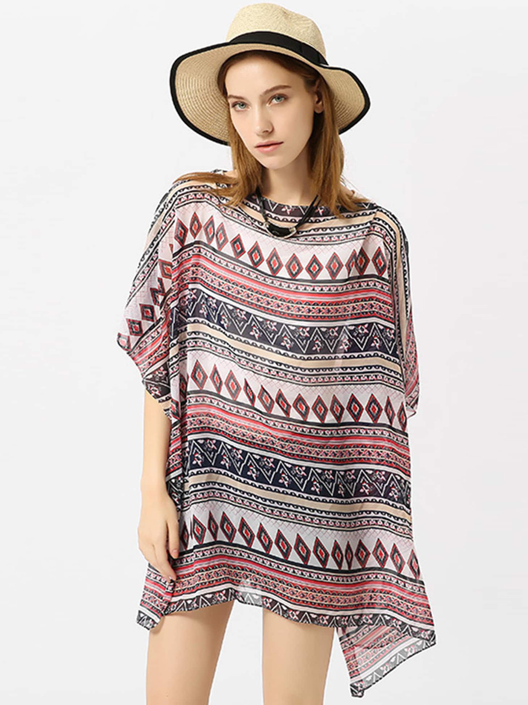 

LULU & SKY Geometric Printed Cover Up Dress, Red