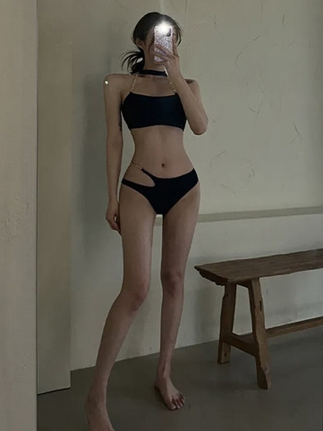 

LULU & SKY Halter-Neck Bikini Set, Black