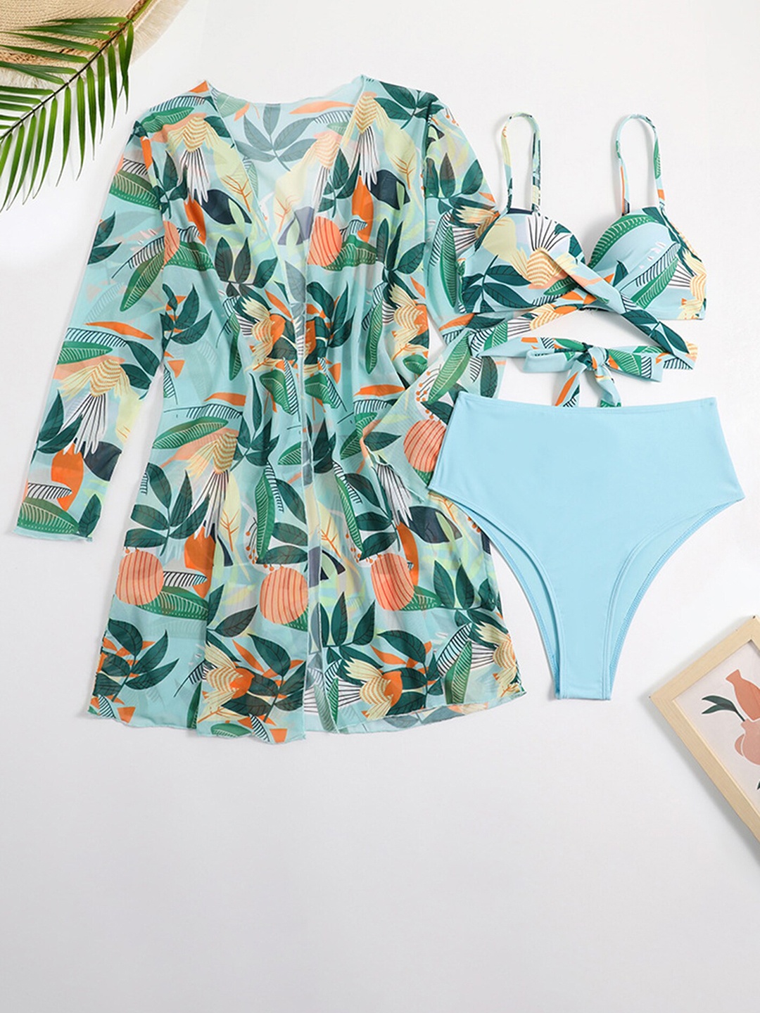 

LULU & SKY Tropical Printed Beachwear Set, Blue