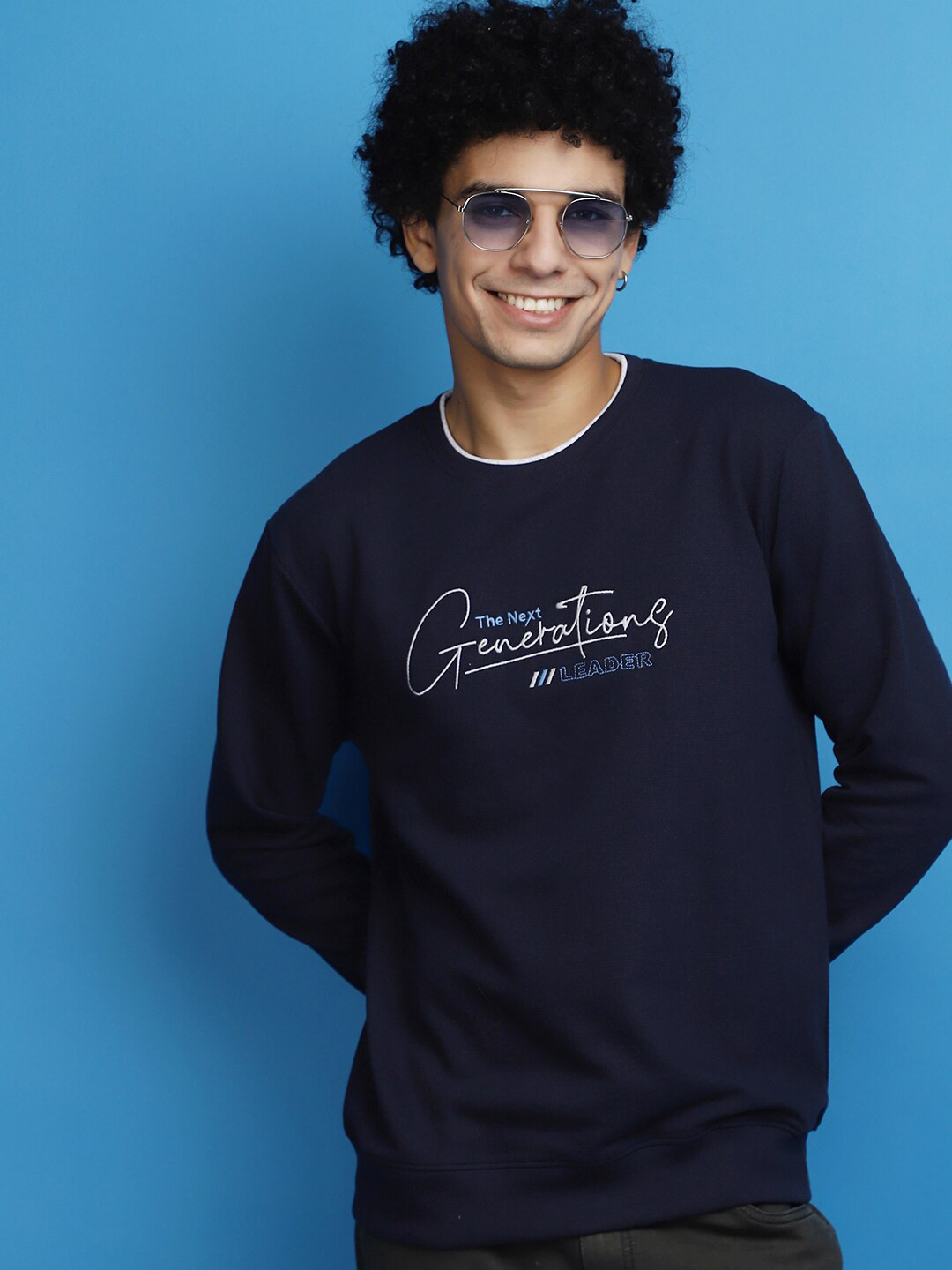 

V-Mart Typography Printed Cotton Pullover Sweatshirt, Navy blue