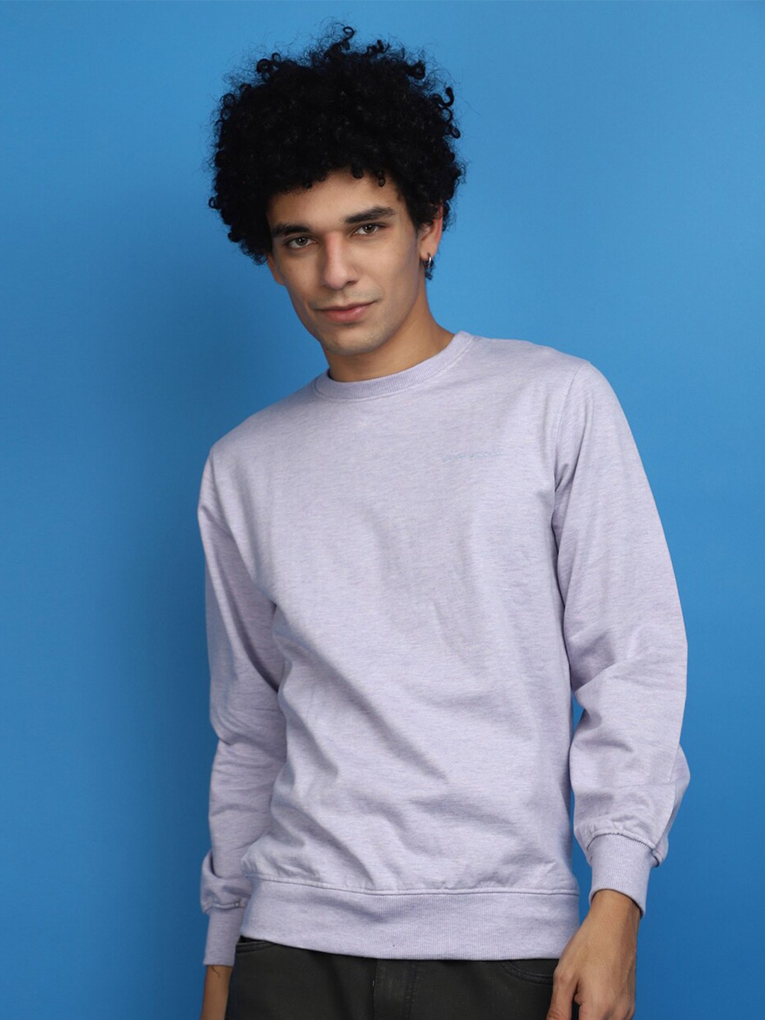 

V-Mart Round Neck Cotton Pullover, Purple